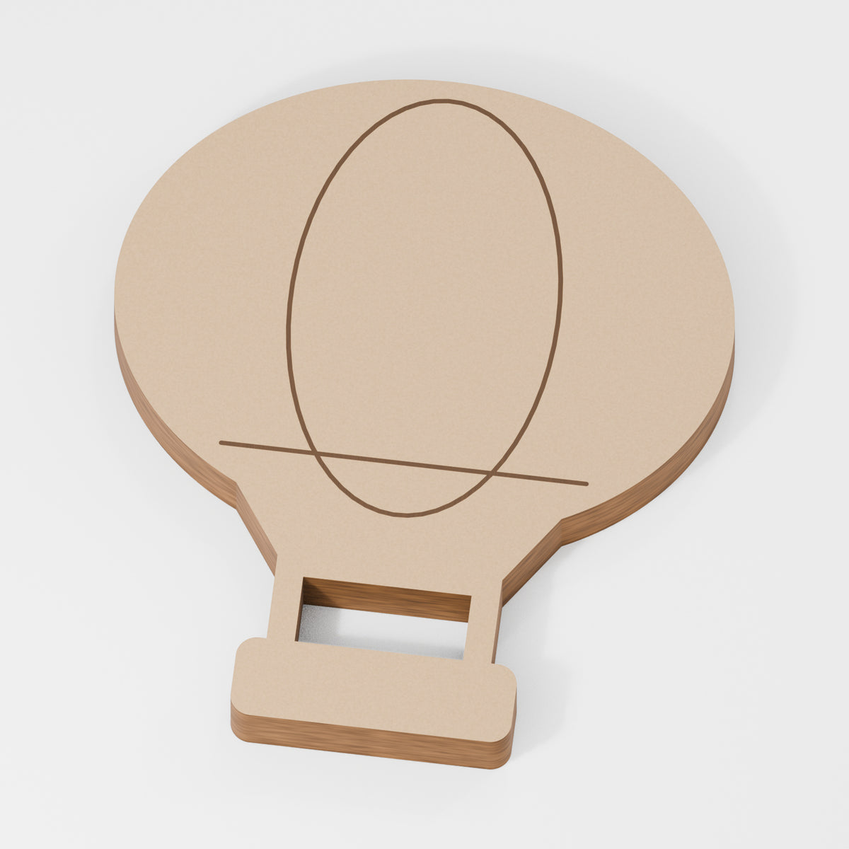 Hot Air Balloon Standing Shape — original 888 Cutout design in unfinished MDF; studio product visualisation