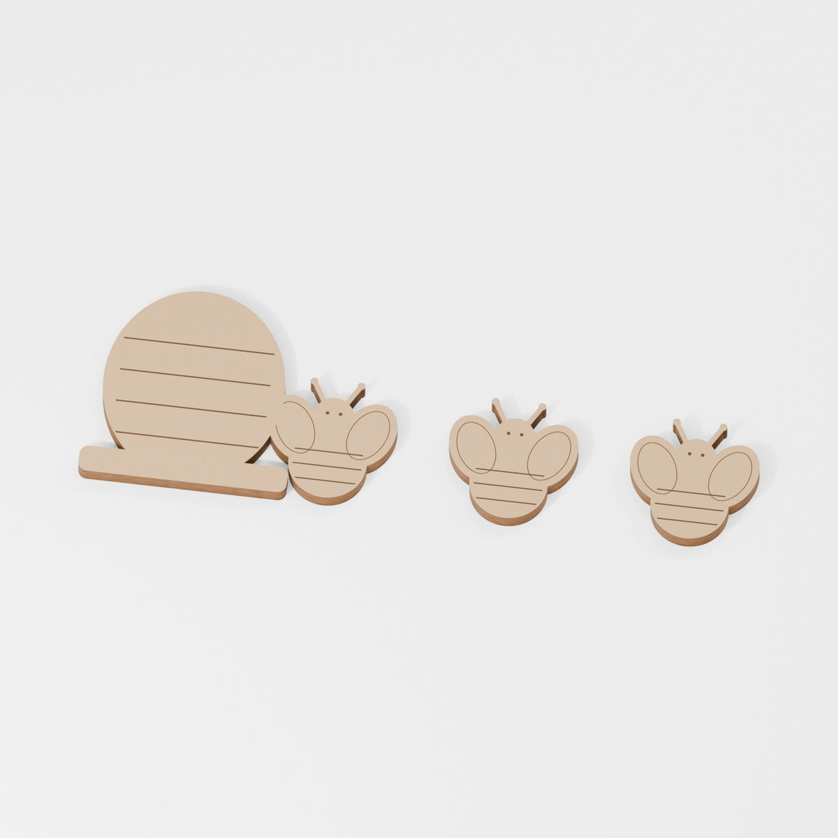 Beehive Standing Shape — original 888 Cutout design in unfinished MDF; studio product visualisation