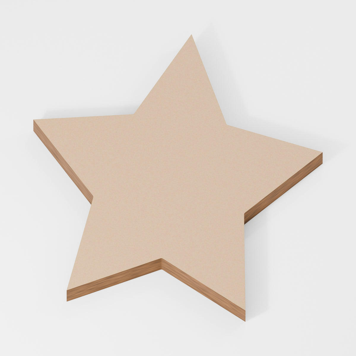 Star Standing Shape — original 888 Cutout design in unfinished MDF; studio product visualisation