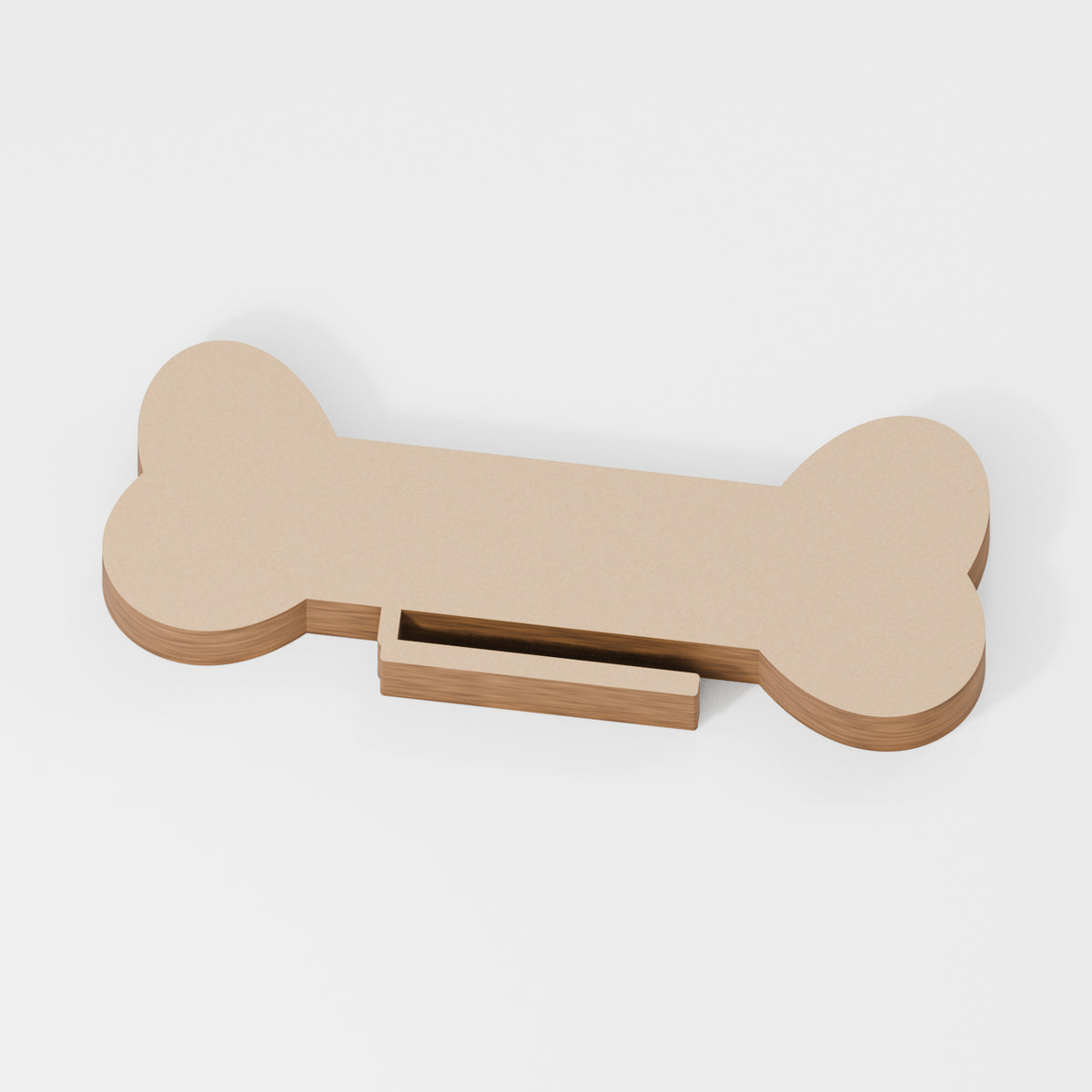 Bone Standing Shape — original 888 Cutout design in unfinished MDF; studio product visualisation