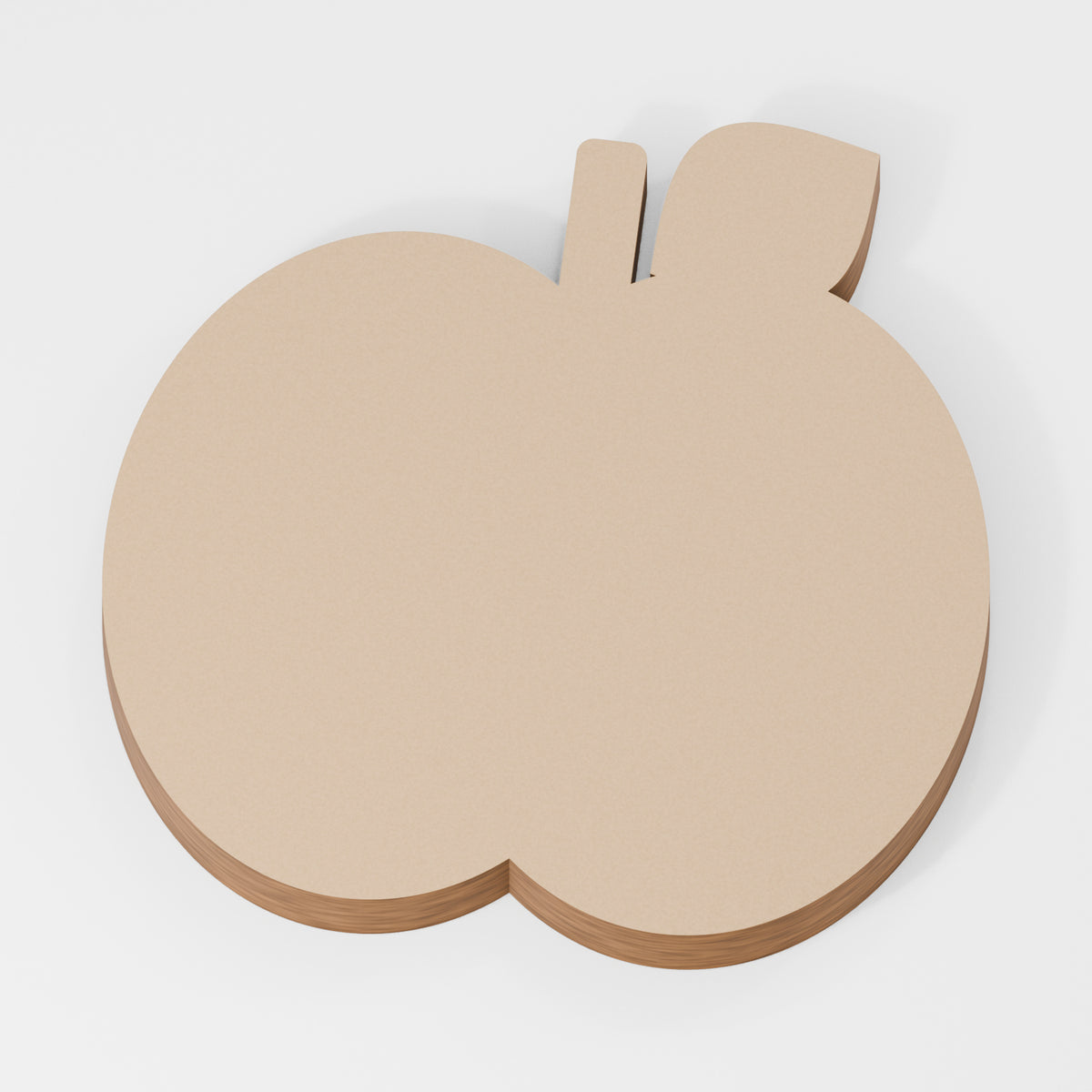 Apple Standing Shape — original 888 Cutout design in unfinished MDF; studio product visualisation