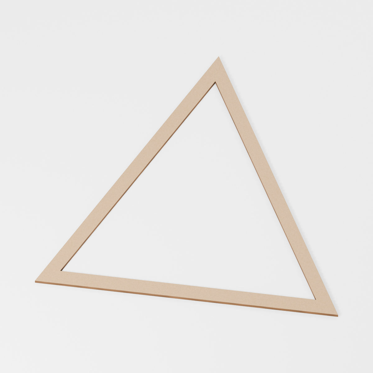 Triangle Outline Frame — original 888 Cutout design in unfinished MDF; studio product visualisation