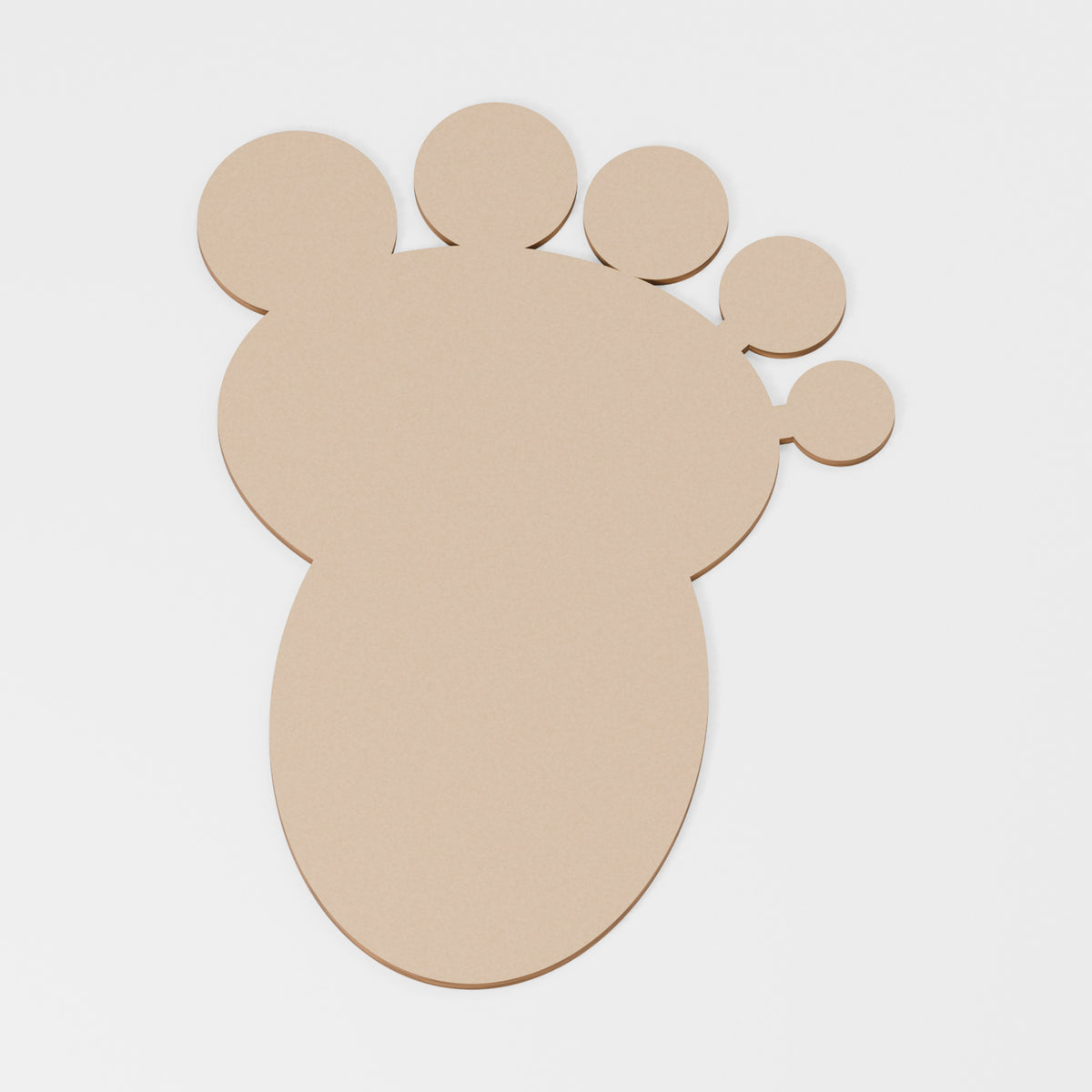 Baby Foot Craft Blank — original 888 Cutout design in unfinished MDF; studio product visualisation