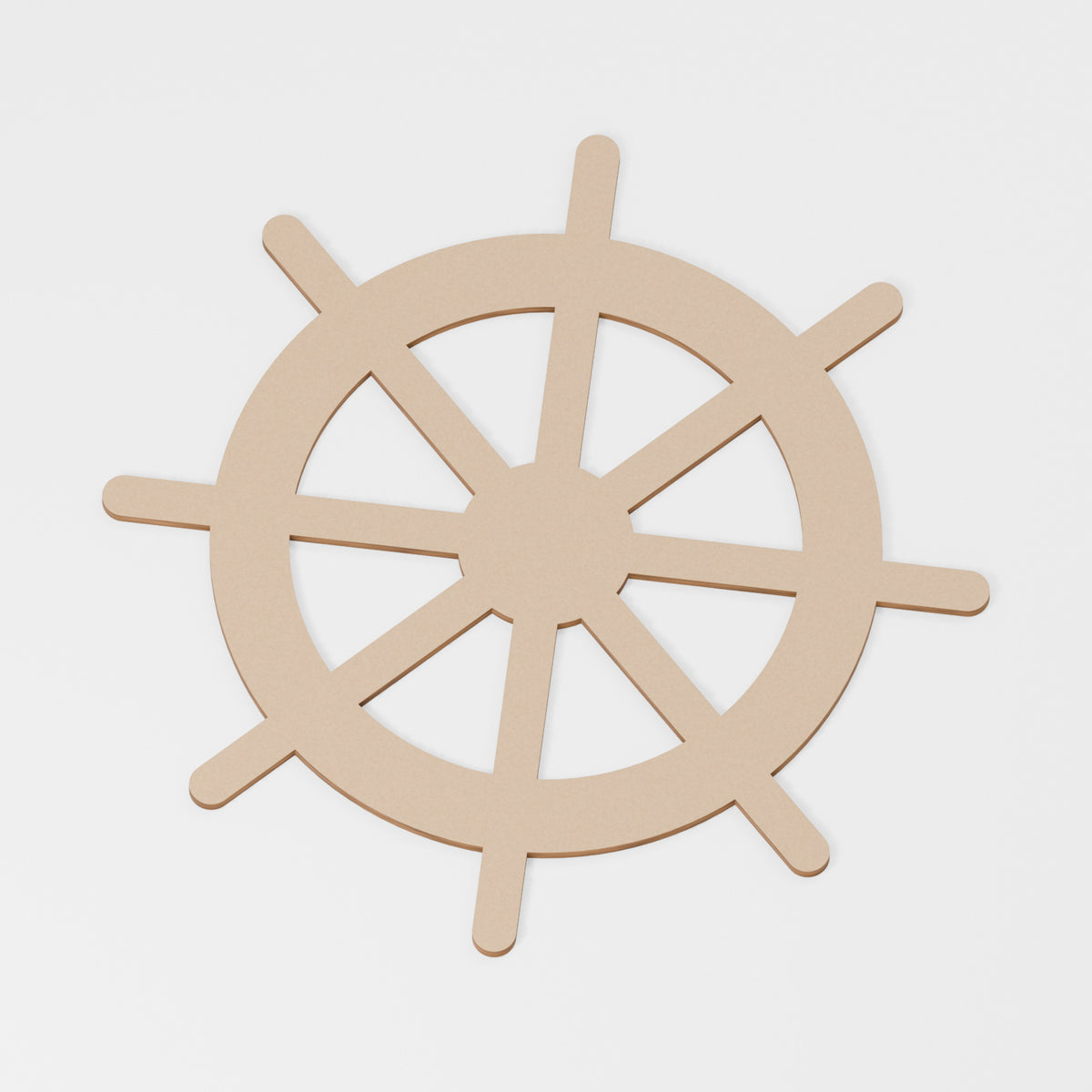 Ship Wheel Craft Blank — original 888 Cutout design in unfinished MDF; studio product visualisation