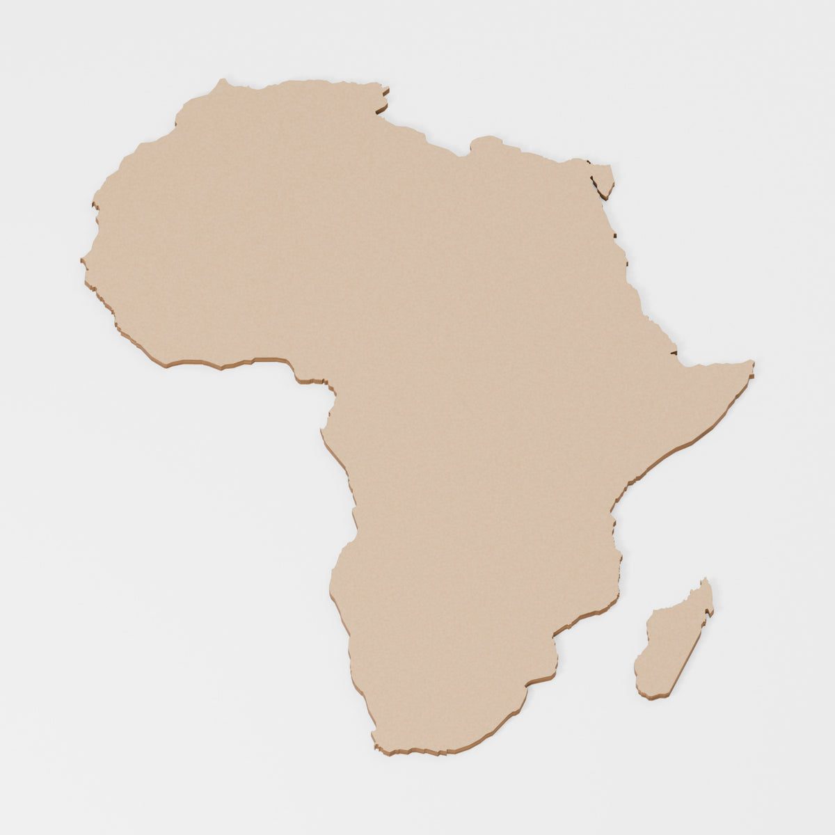 Africa Wooden Map Shapes — original 888 Cutout design in unfinished MDF; studio product visualisation