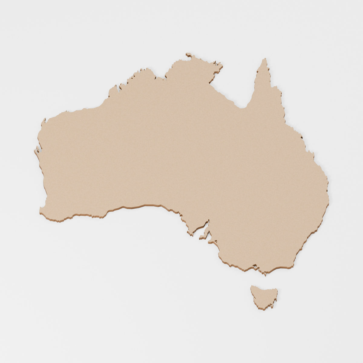 Australia Wooden Map Shapes — original 888 Cutout design in unfinished MDF; studio product visualisation