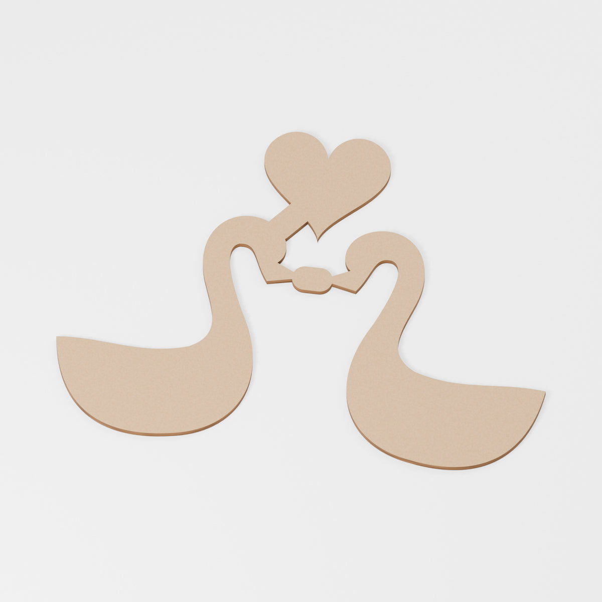 Swans Heart Craft Blank — original 888 Cutout design in unfinished MDF; studio product visualisation
