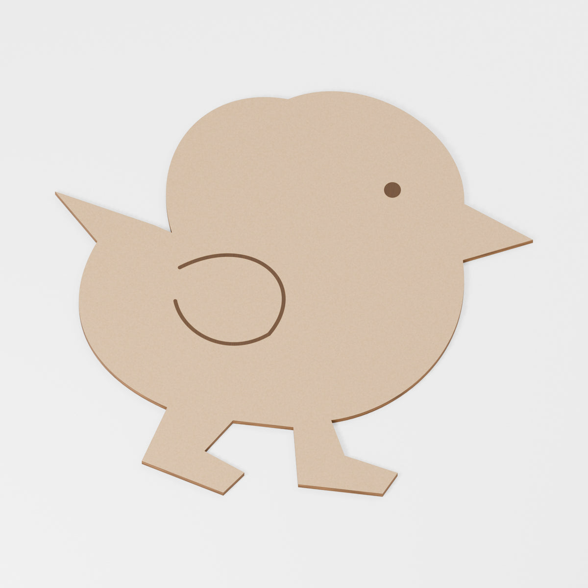 Chick Craft Blank — original 888 Cutout design in unfinished MDF; studio product visualisation