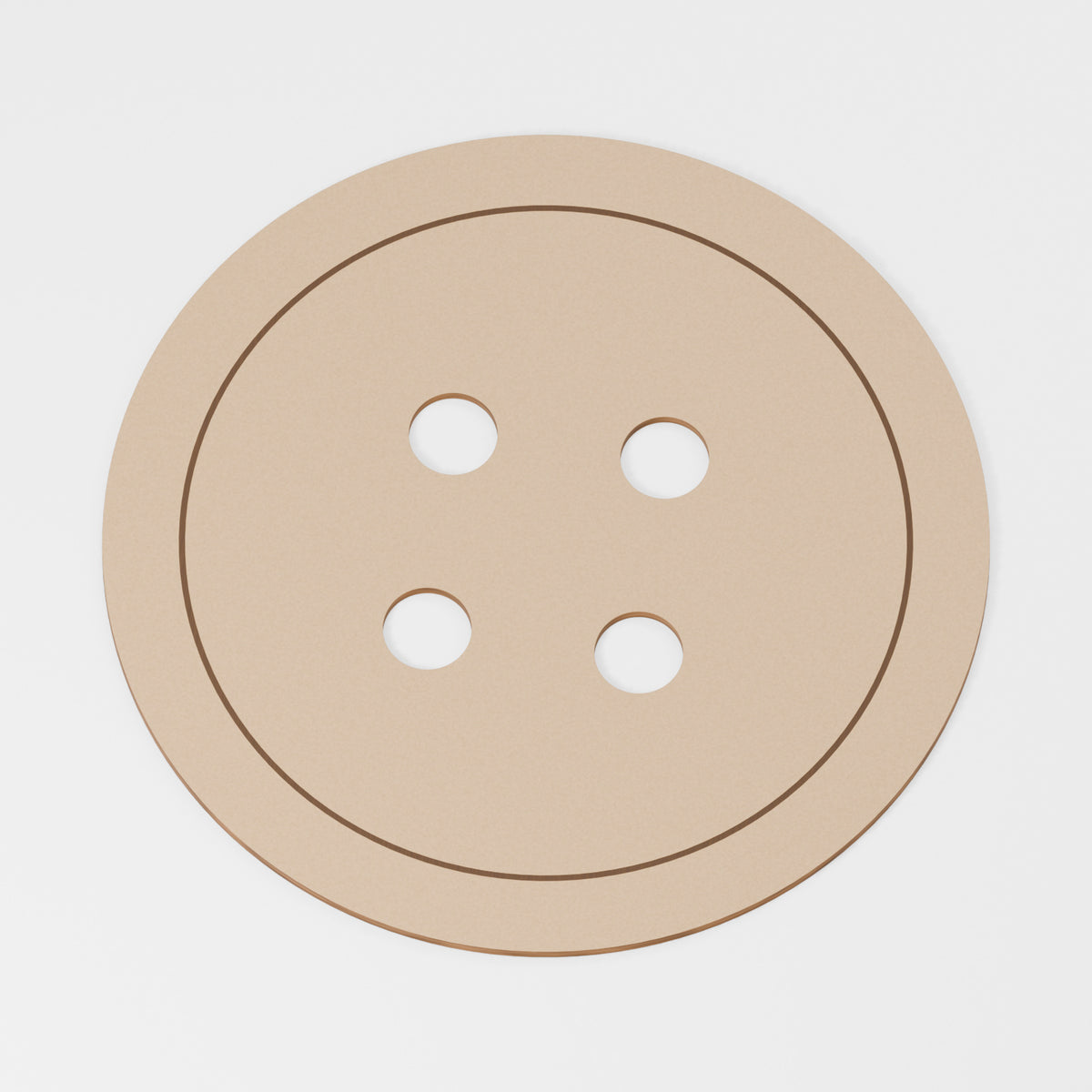 Button Craft Blank — original 888 Cutout design in unfinished MDF; studio product visualisation