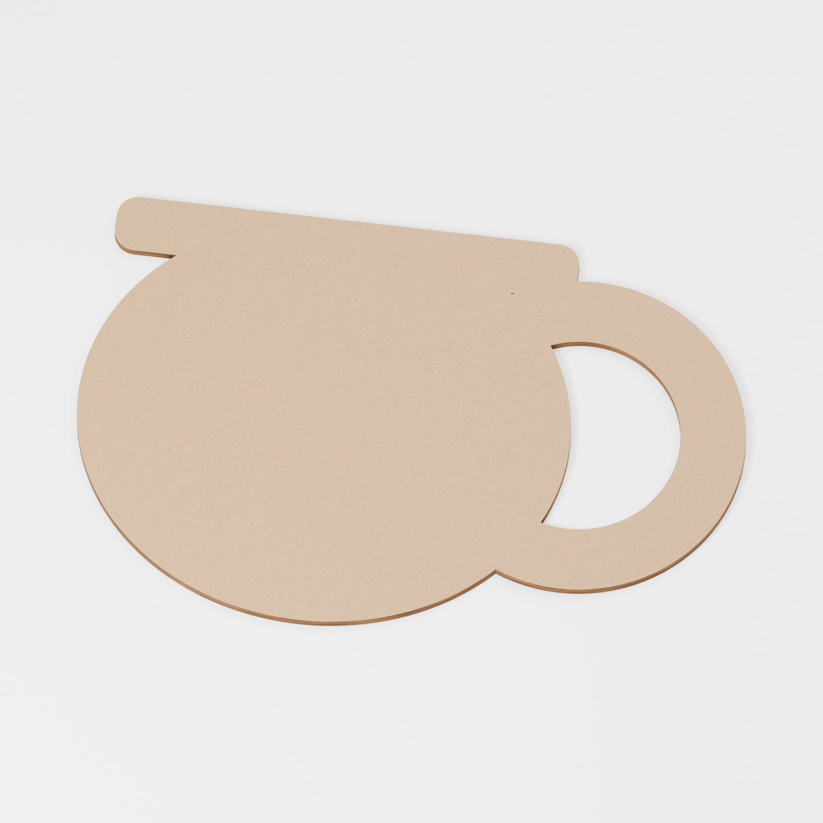 Cup Craft Blank — original 888 Cutout design in unfinished MDF; studio product visualisation