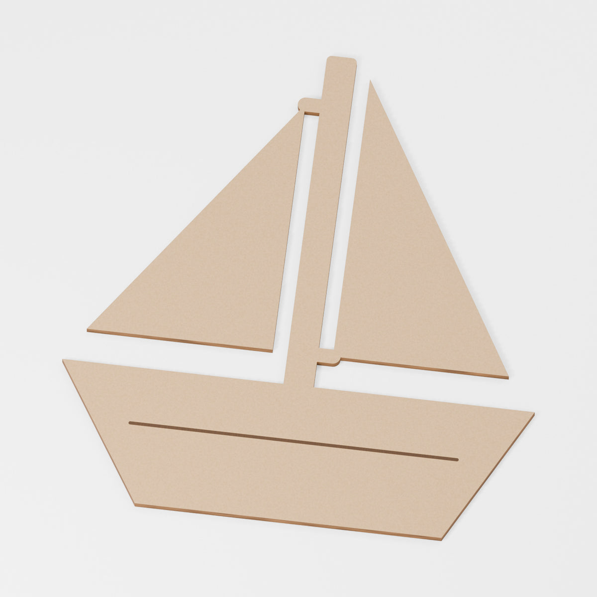 Boat Craft Blank — original 888 Cutout design in unfinished MDF; studio product visualisation