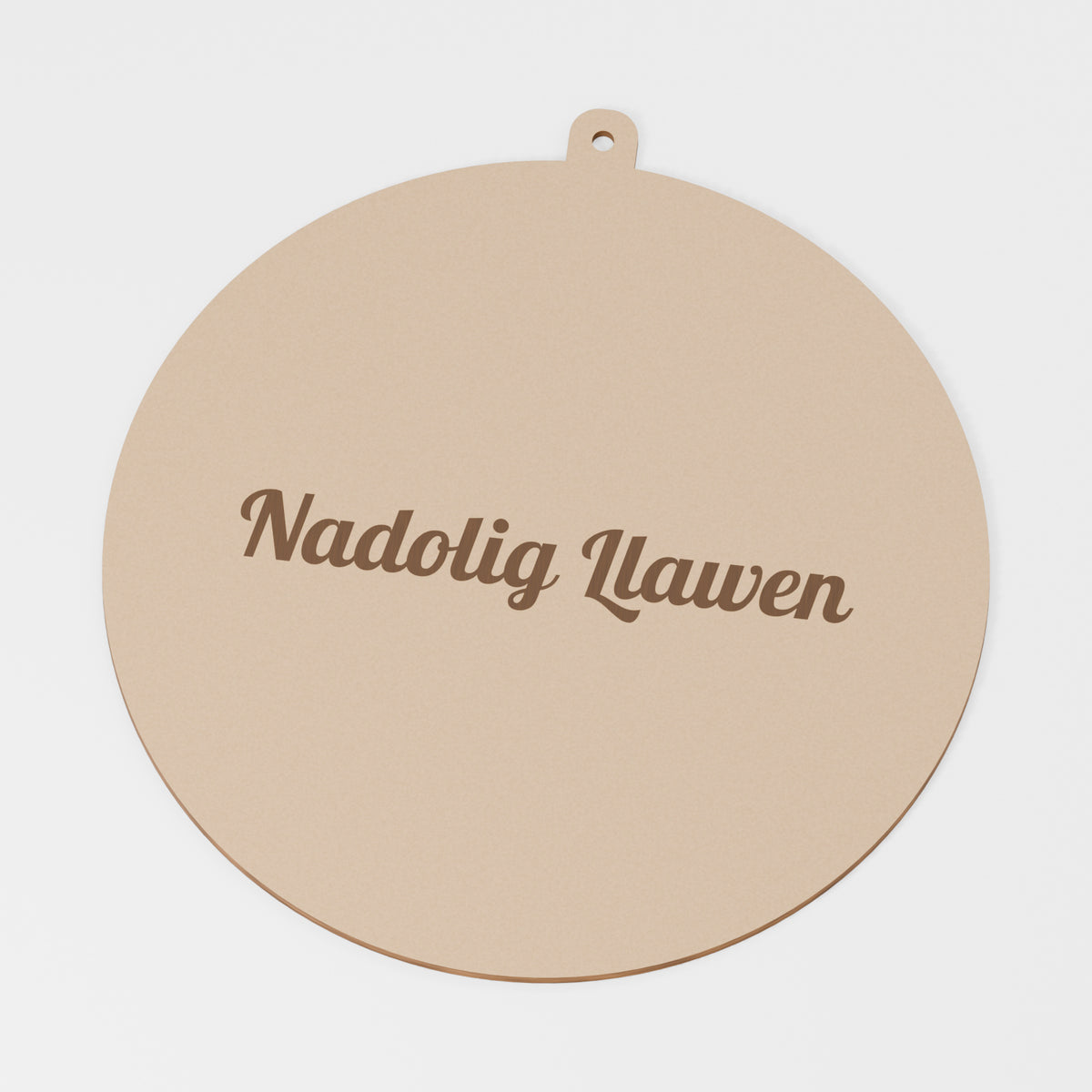 Round Hanging Decoration — original 888 Cutout design in unfinished MDF; studio product visualisation