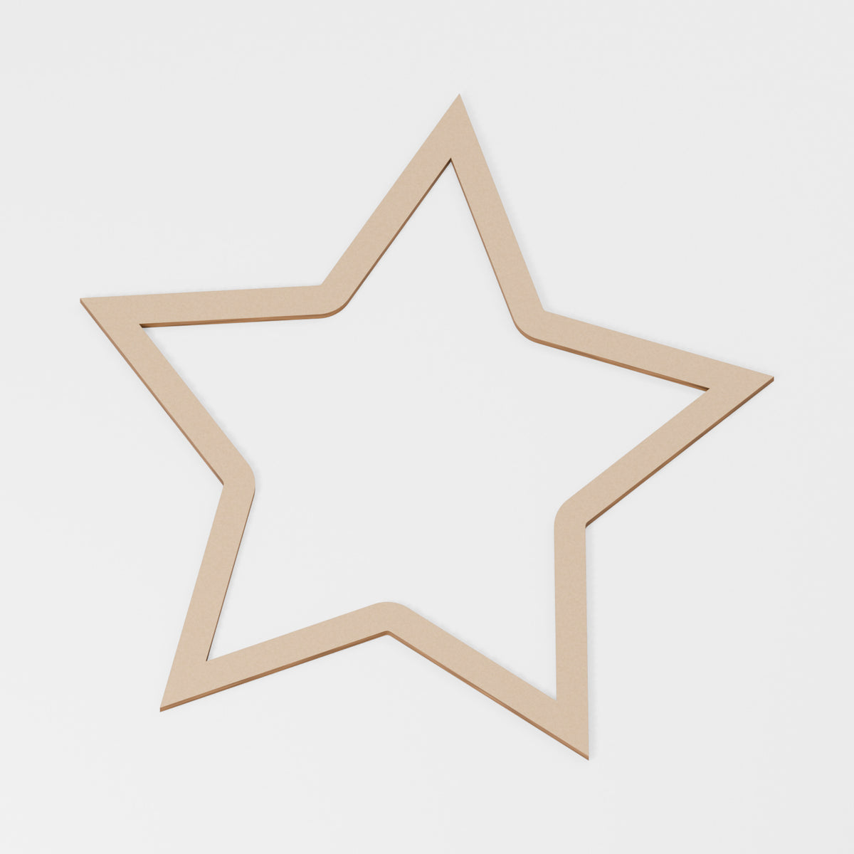 Star Outline Frame — original 888 Cutout design in unfinished MDF; studio product visualisation