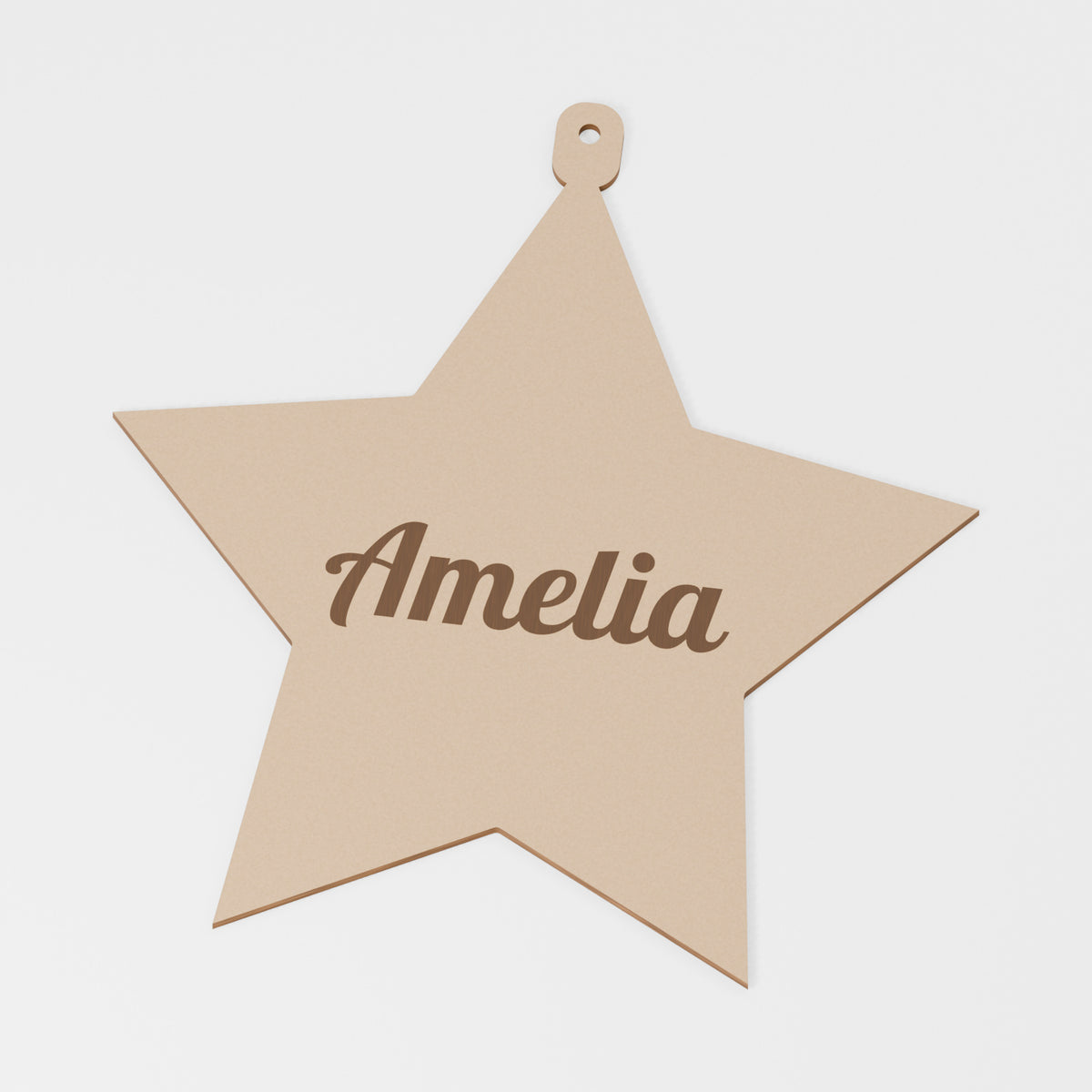 Star Hanging Decoration — original 888 Cutout design in unfinished MDF; studio product visualisation