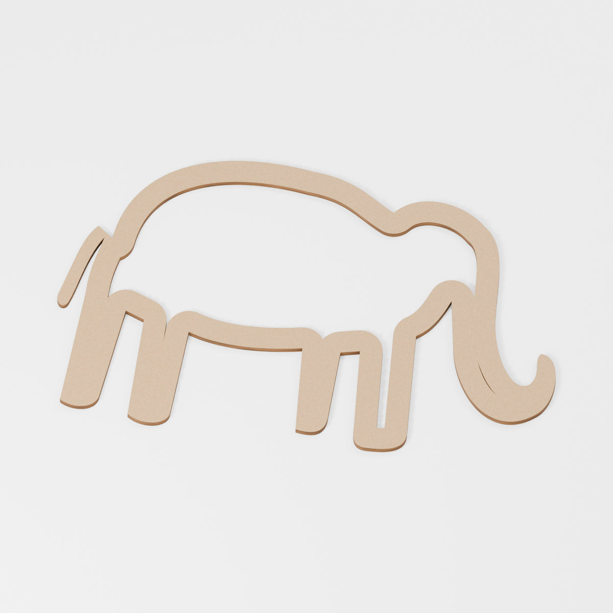 Elephant Outline Frame — original 888 Cutout design in unfinished MDF; studio product visualisation