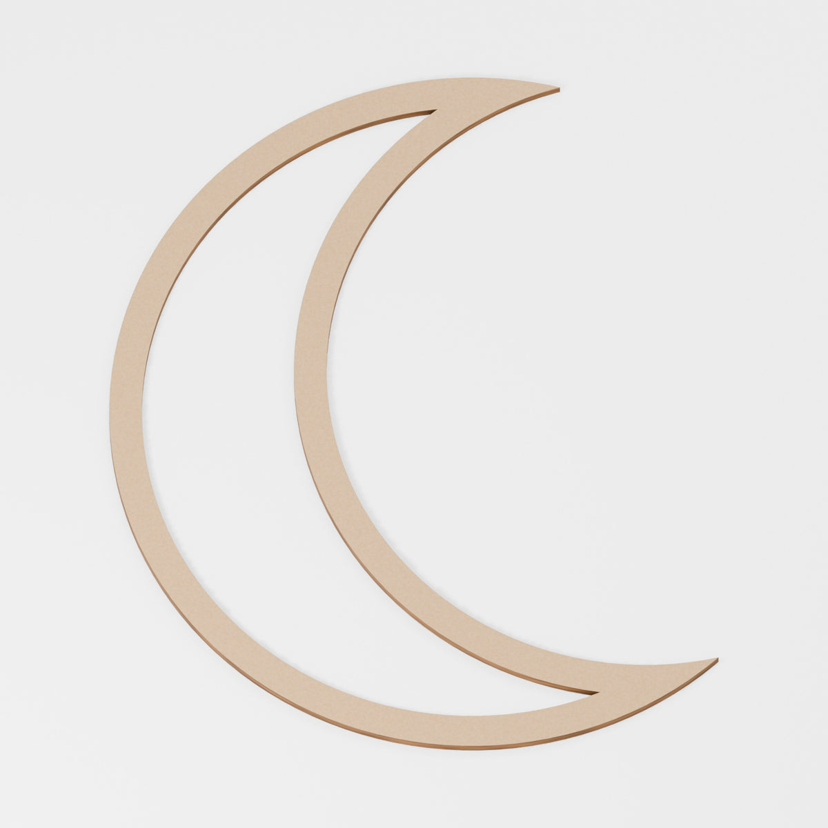 Moon Outline Frame — original 888 Cutout design in unfinished MDF; studio product visualisation