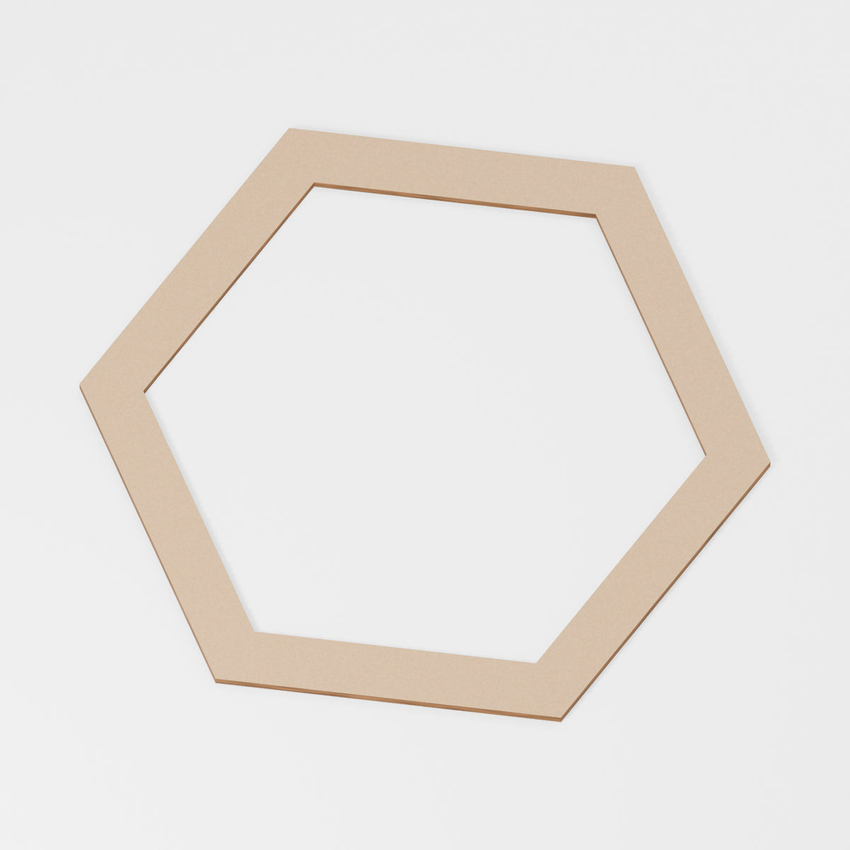Hexagon Ring Blank — original 888 Cutout design in unfinished MDF; studio product visualisation