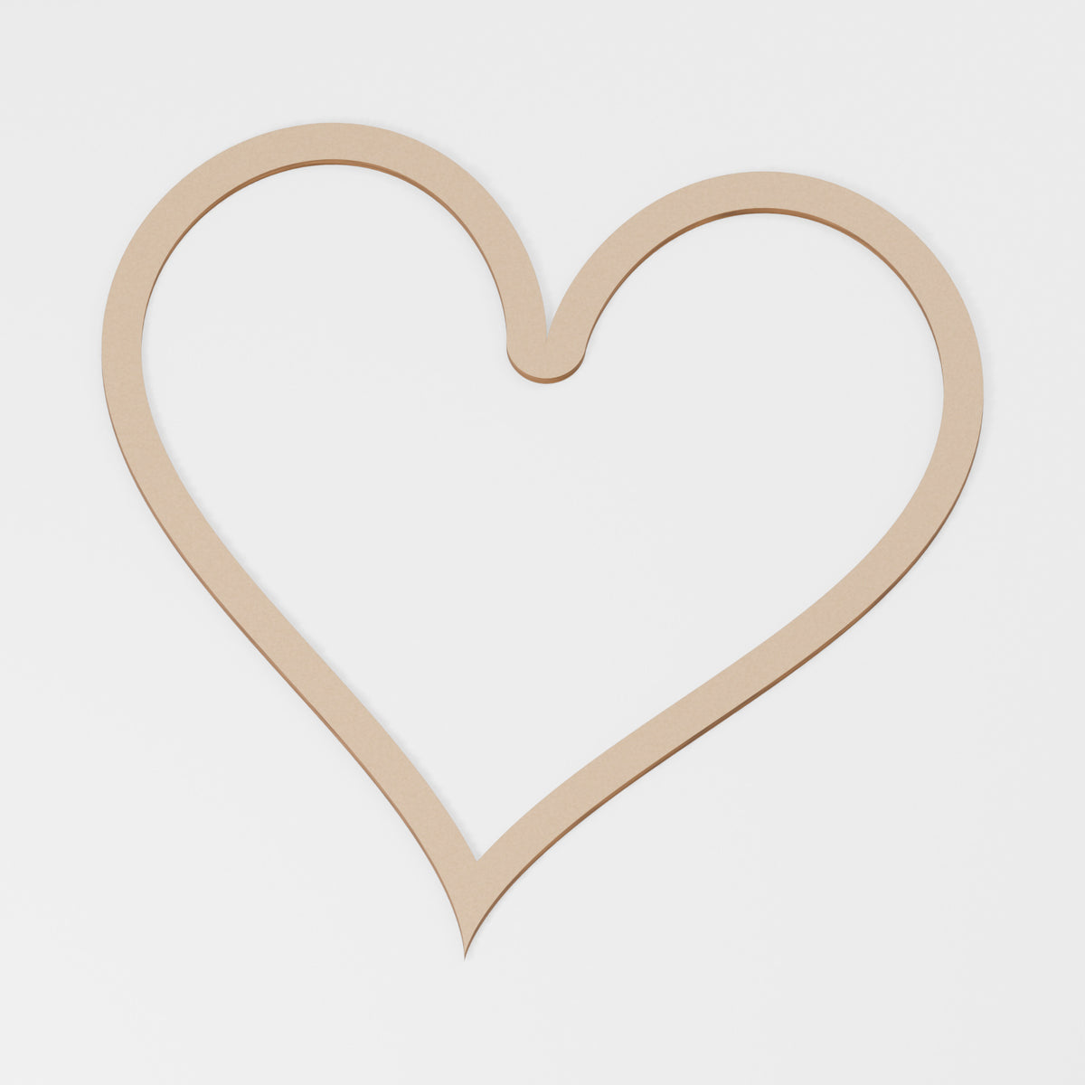 Heart Outline Frame — original 888 Cutout design in unfinished MDF; studio product visualisation