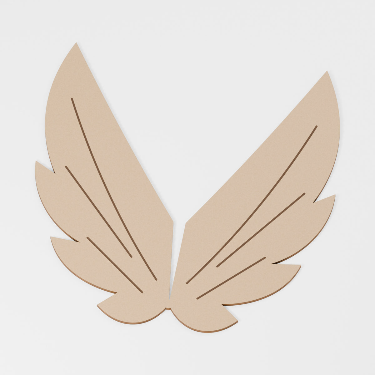 Angel Wings Craft Blank — original 888 Cutout design in unfinished MDF; studio product visualisation