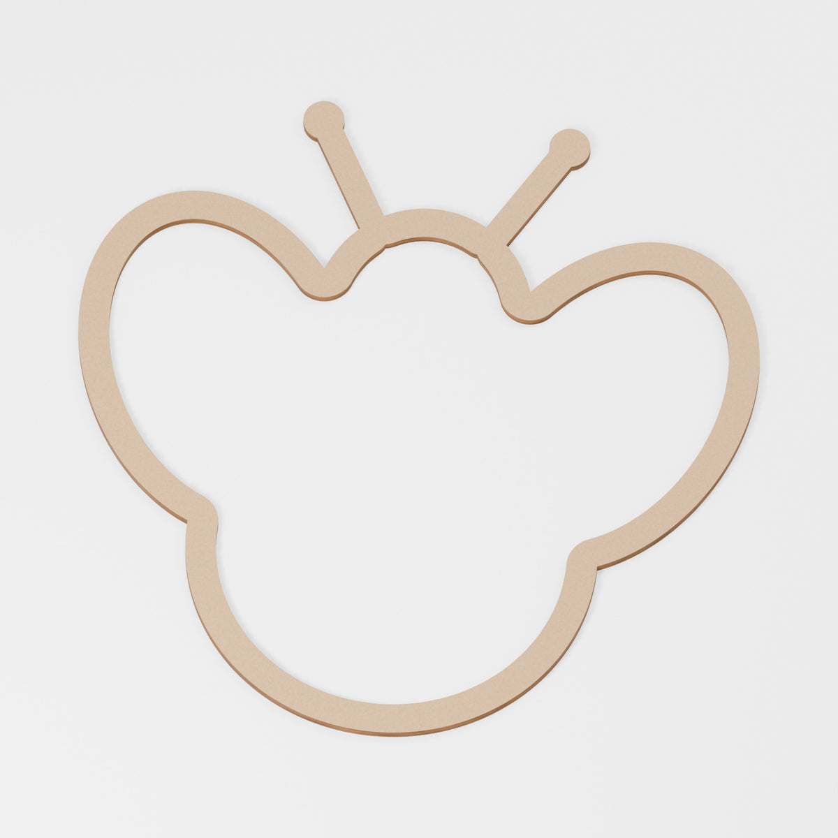 Bee Outline Frame — original 888 Cutout design in unfinished MDF; studio product visualisation