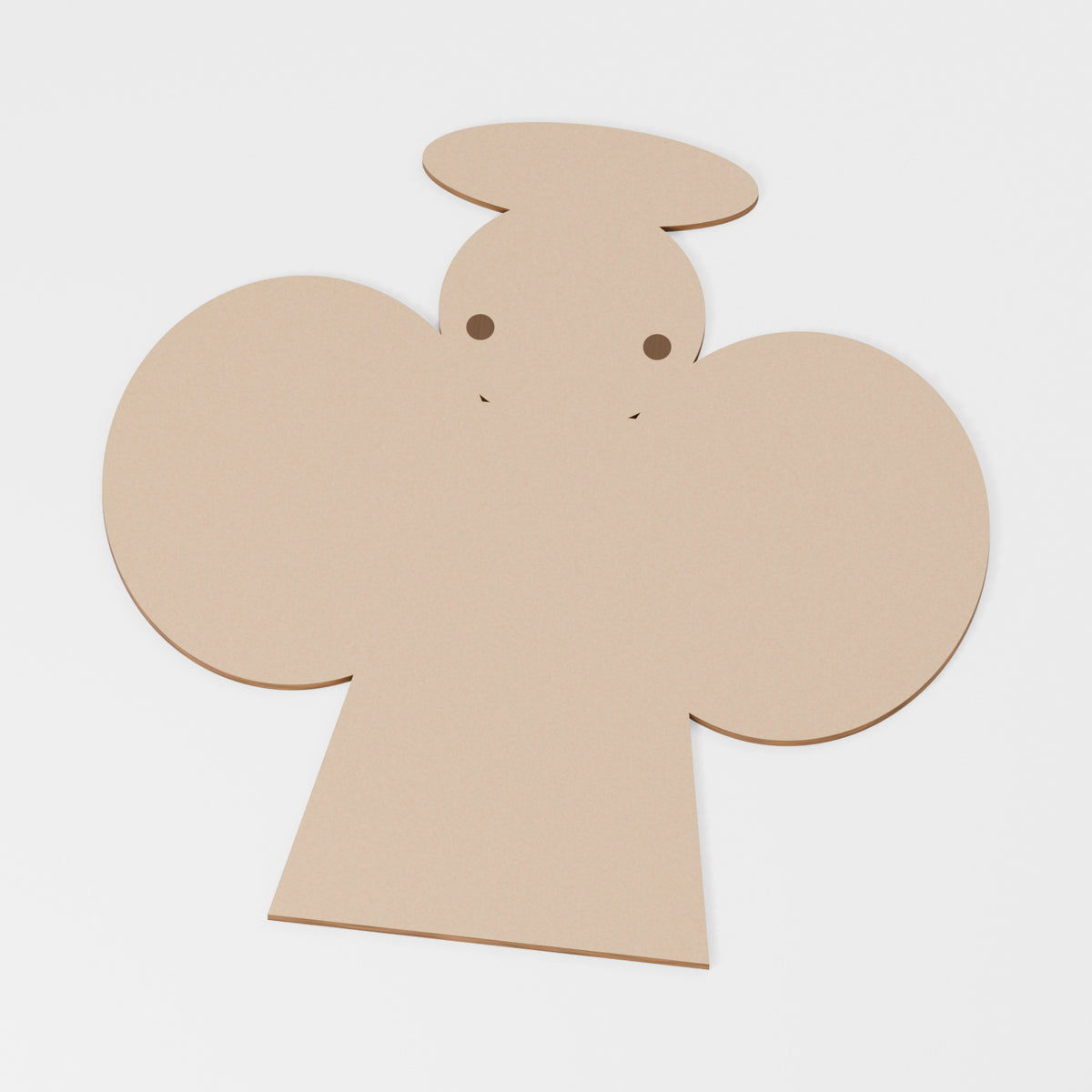 Angel Craft Blank — original 888 Cutout design in unfinished MDF; studio product visualisation