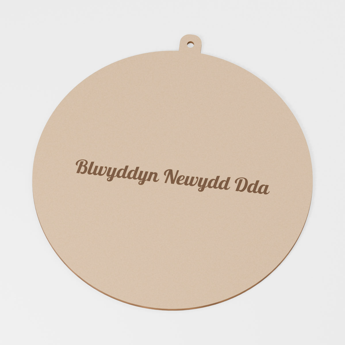 Round Hanging Decoration — original 888 Cutout design in unfinished MDF; studio product visualisation