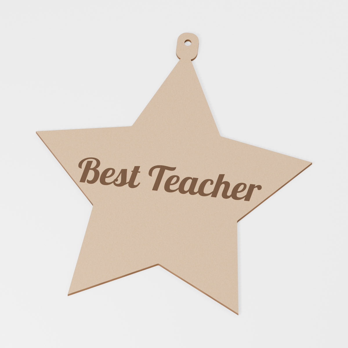Star Hanging Decoration — original 888 Cutout design in unfinished MDF; studio product visualisation