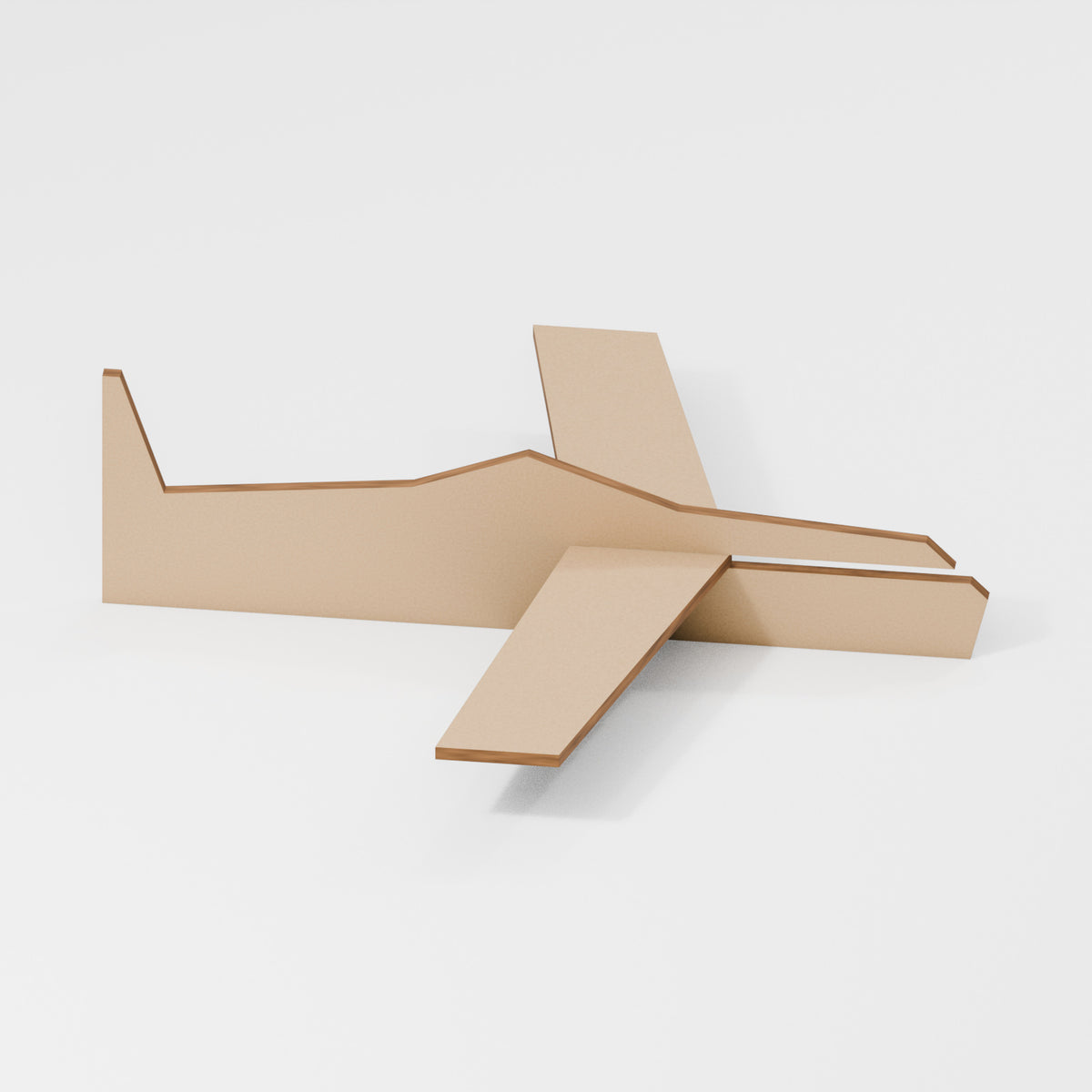 Aeroplane Slot Together Kit — original 888 Cutout design in unfinished MDF; studio product visualisation