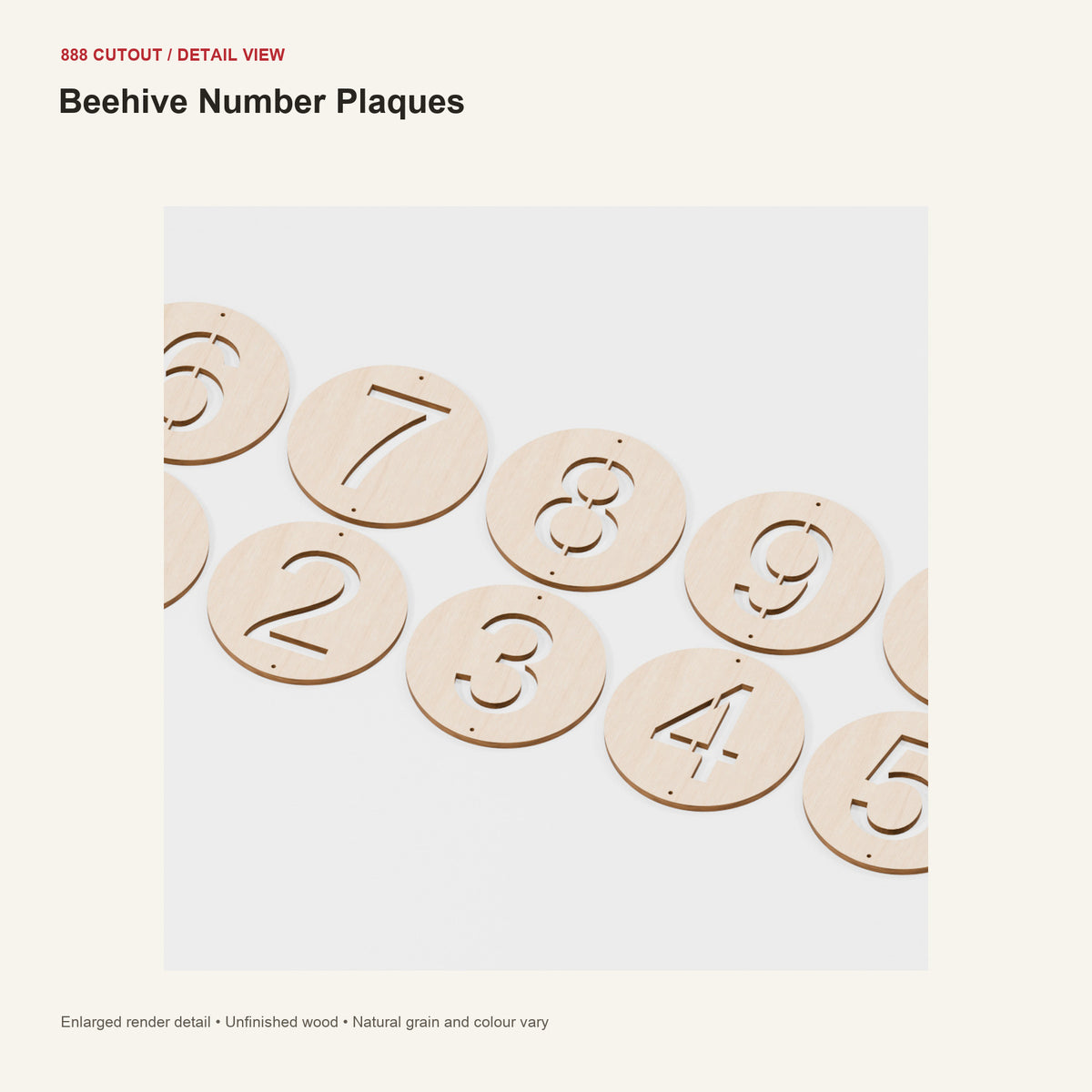 888 detail — Beehive Number Plaques — enlarged product visualisation