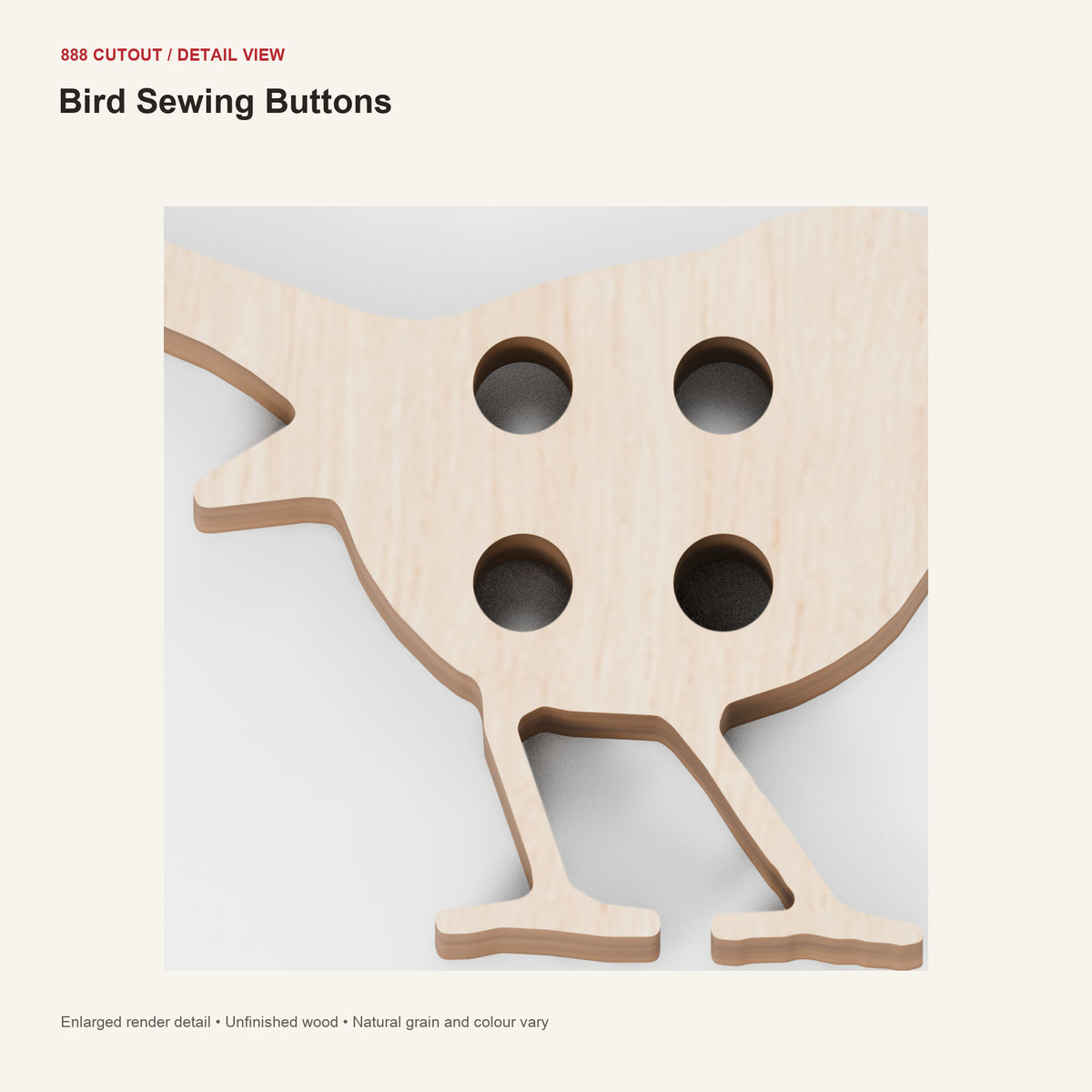 888 detail — Bird Sewing Buttons — enlarged product visualisation