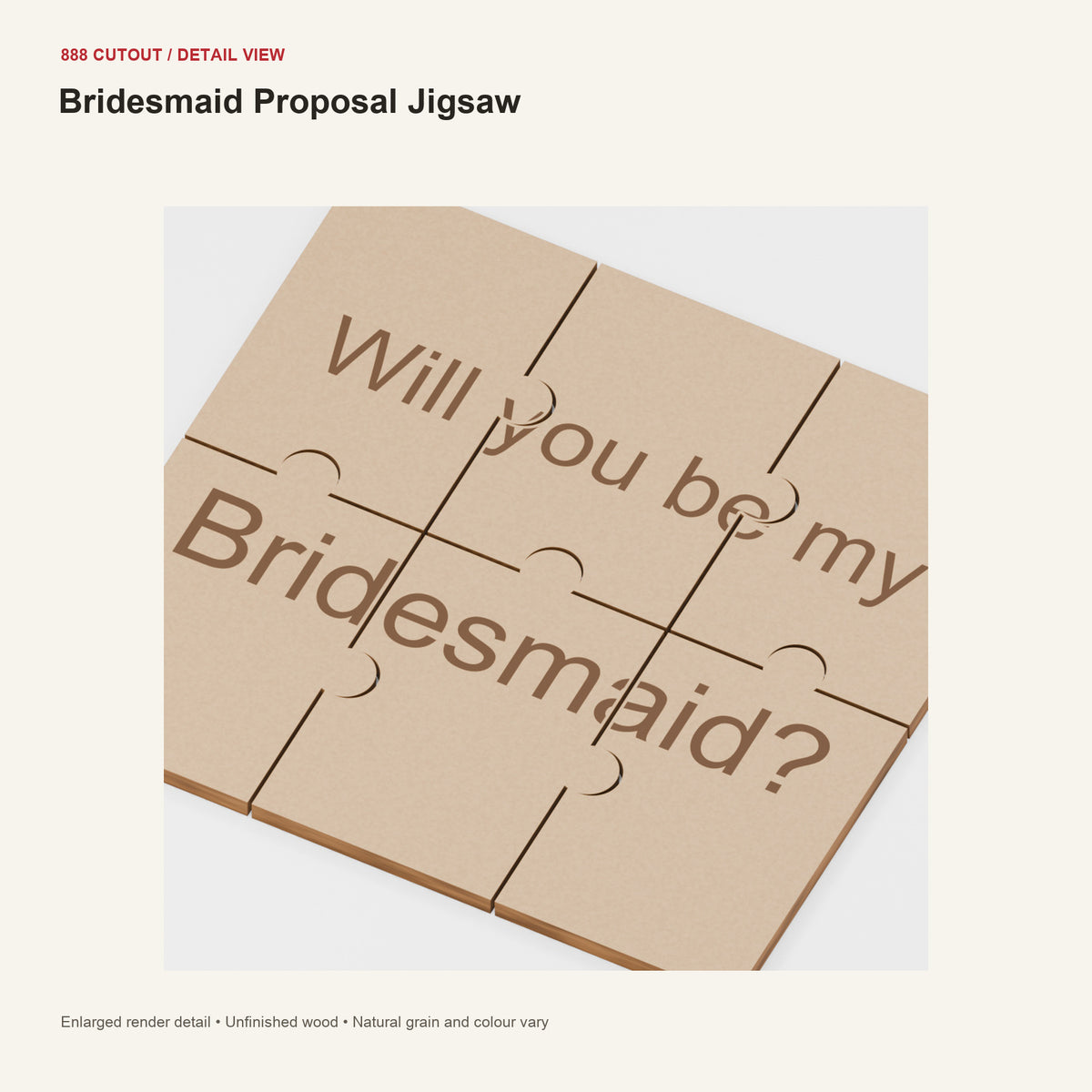 888 detail — Bridesmaid Proposal Jigsaw — enlarged product visualisation