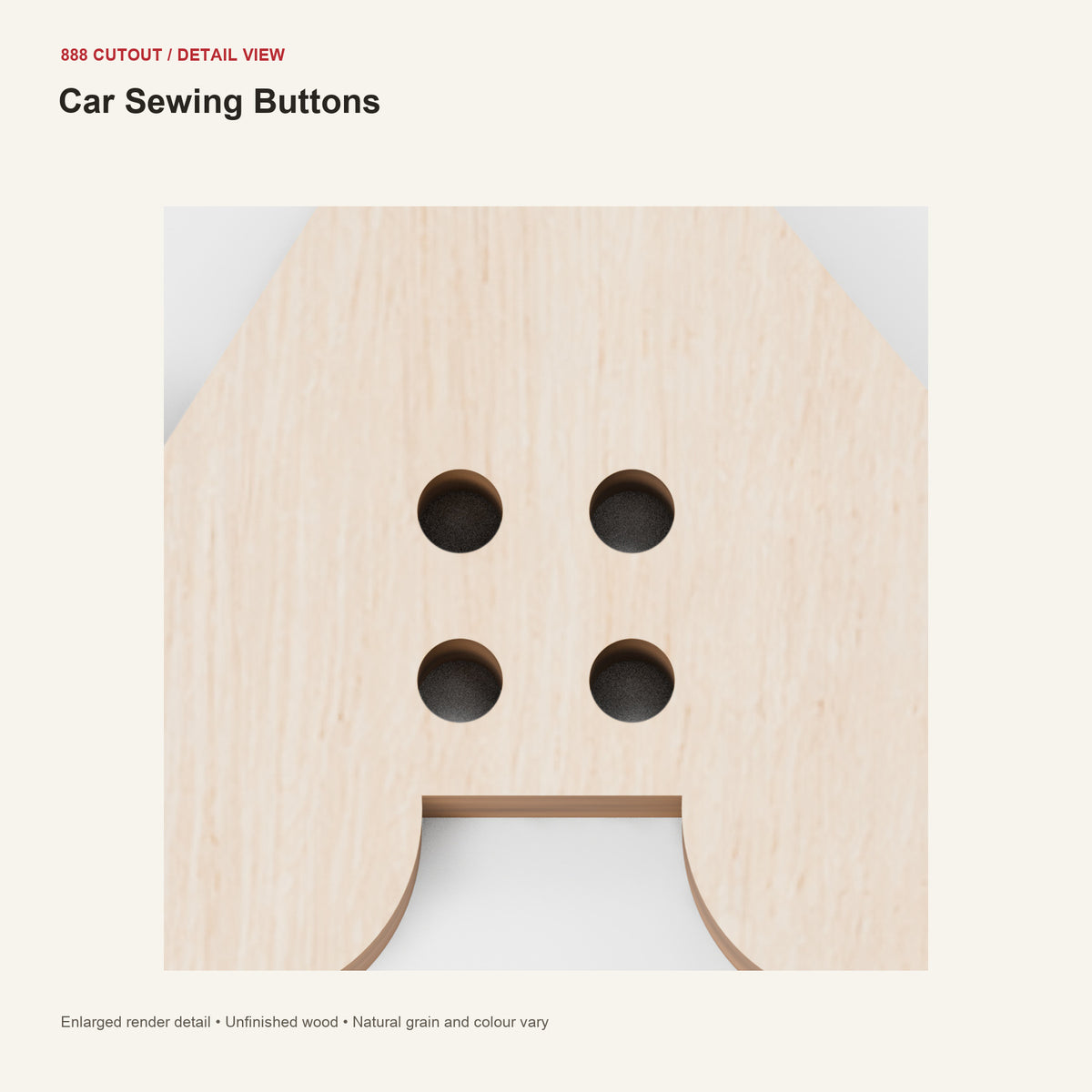 888 detail — Car Sewing Buttons — enlarged product visualisation