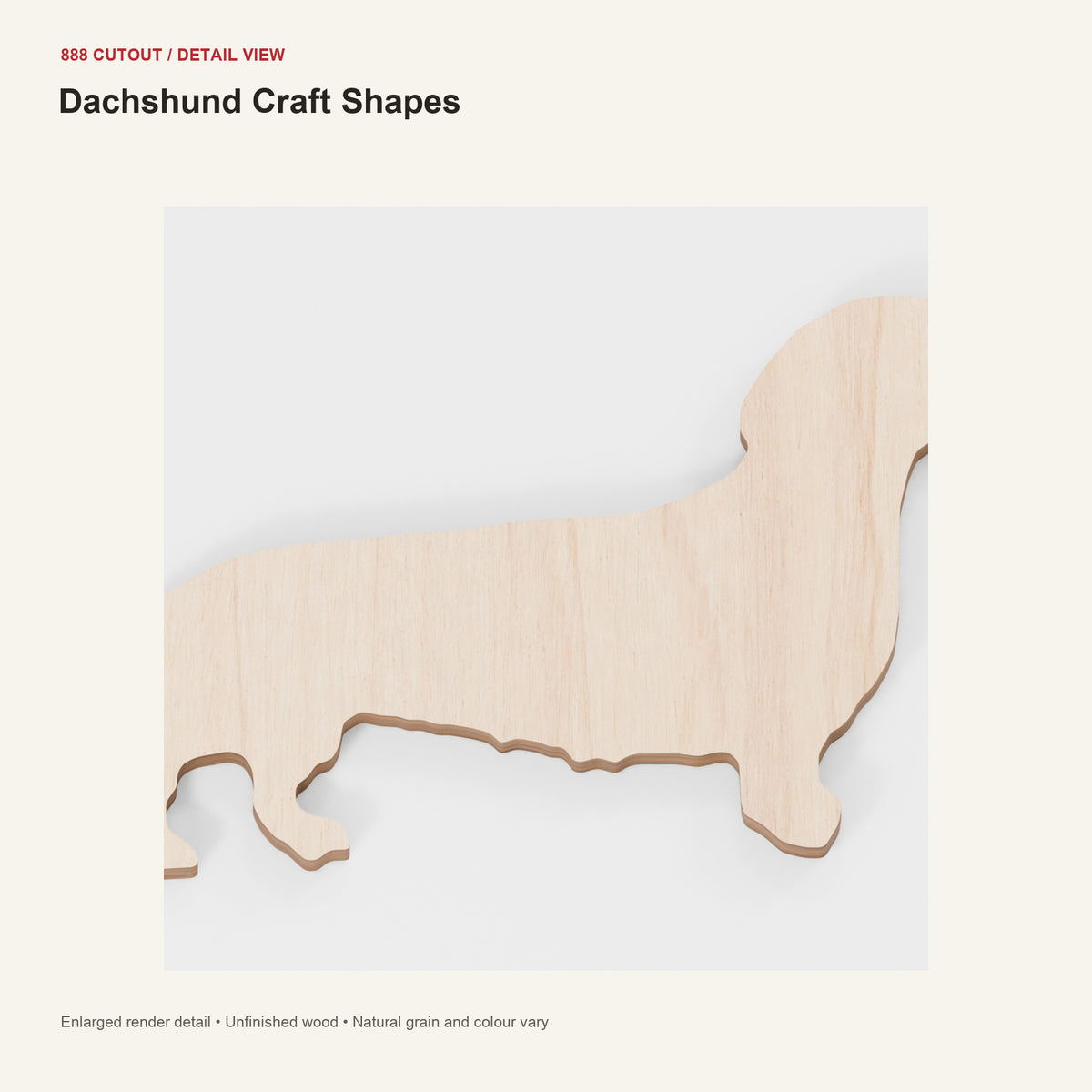888 detail — Dachshund Craft Shapes — enlarged product visualisation