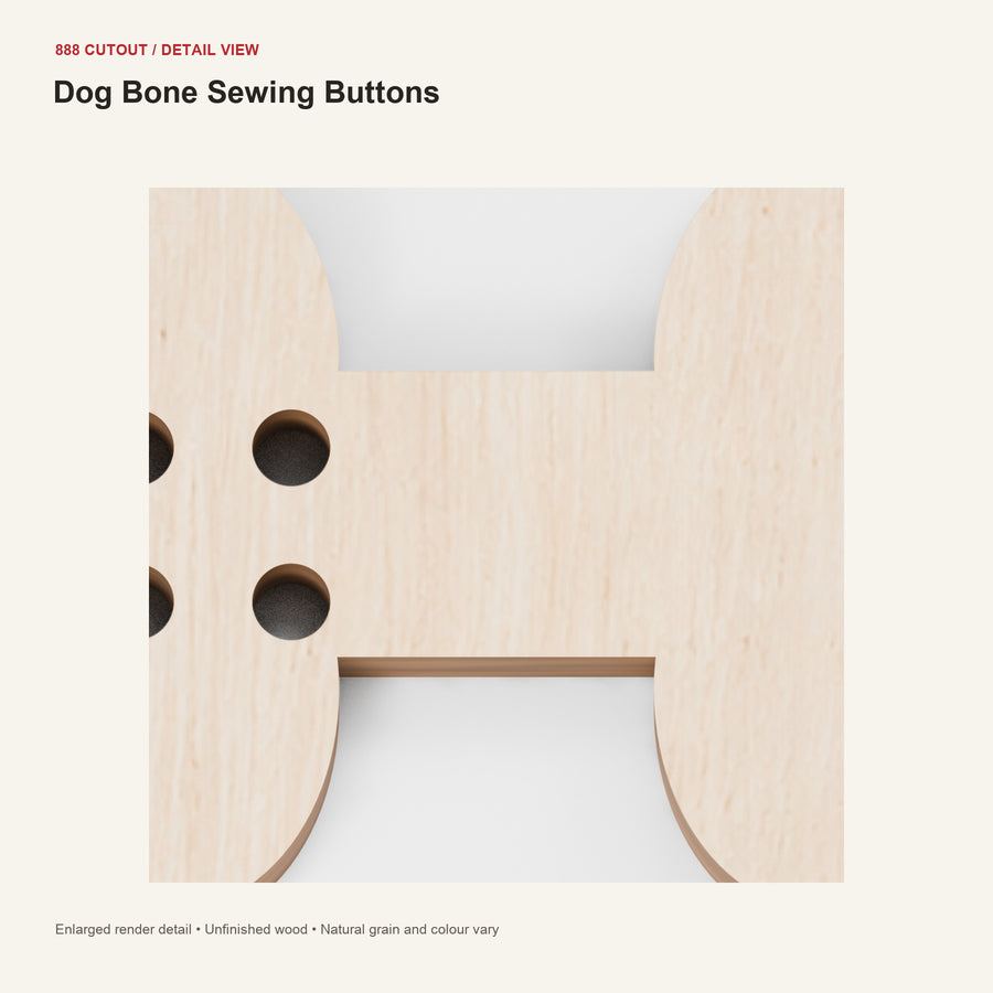 888 detail — Dog Bone Sewing Buttons — enlarged product visualisation