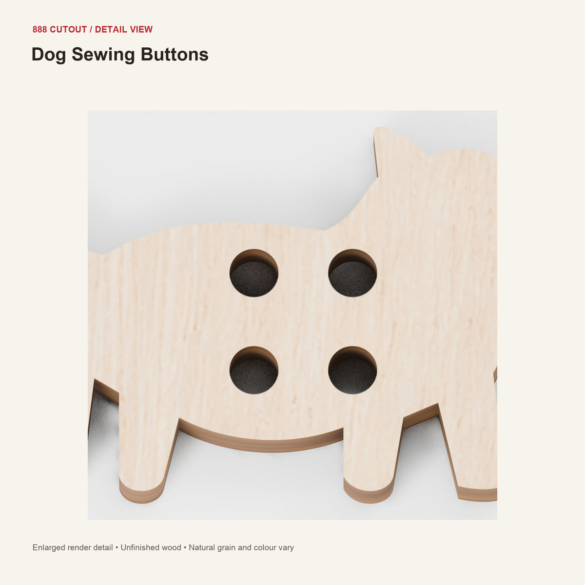 888 detail — Dog Sewing Buttons — enlarged product visualisation