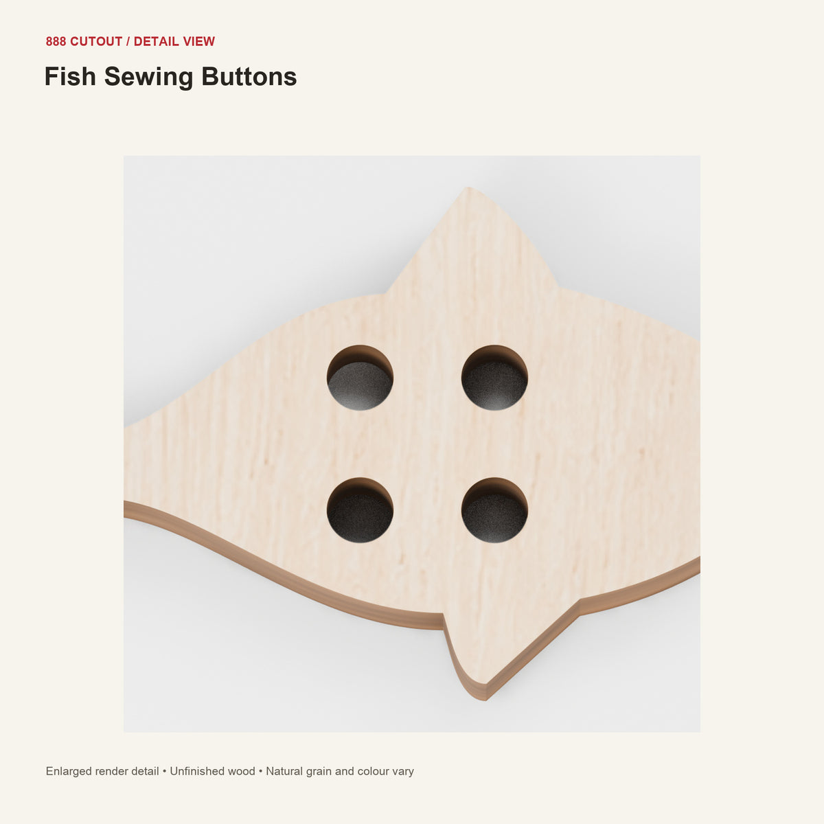 888 detail — Fish Sewing Buttons — enlarged product visualisation