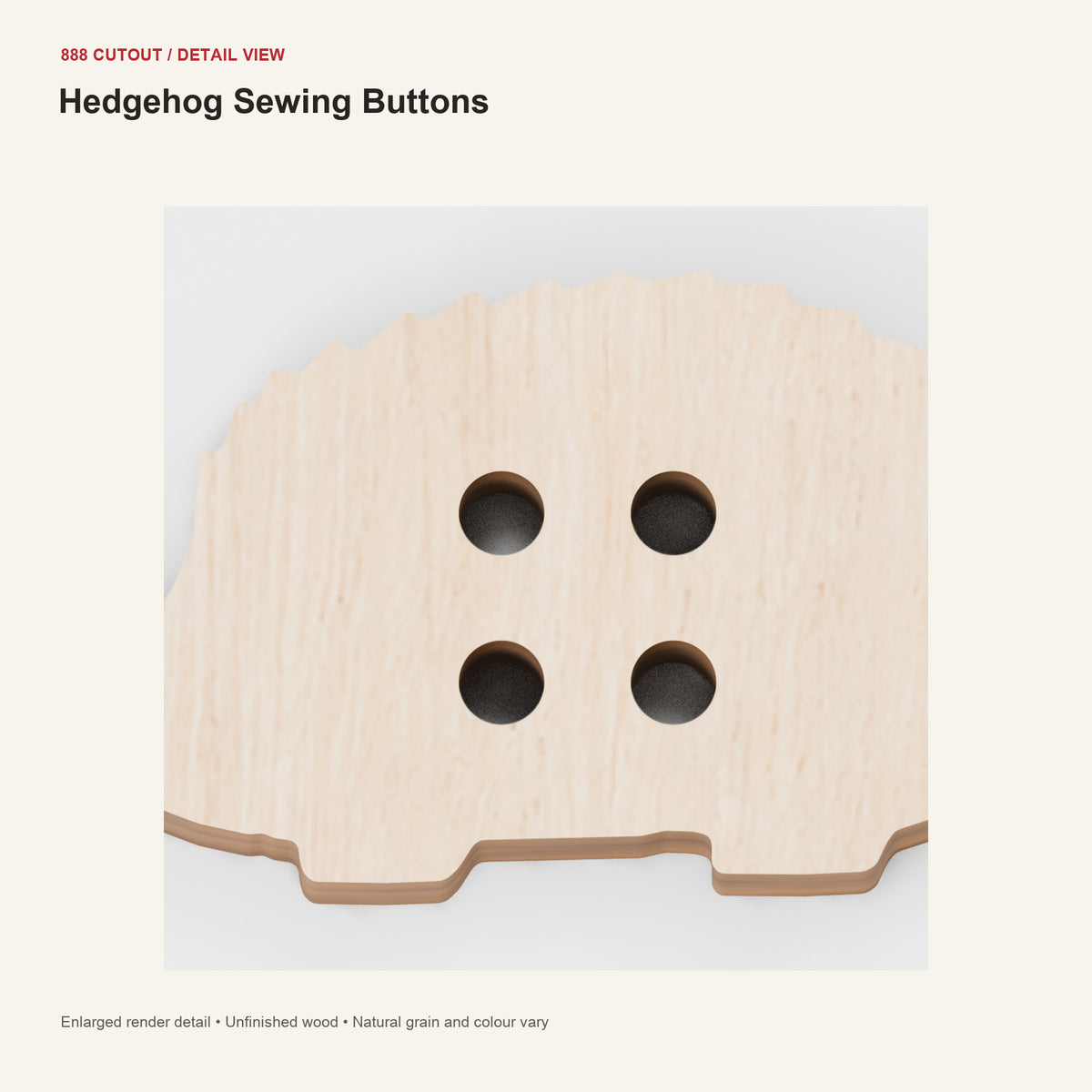888 detail — Hedgehog Sewing Buttons — enlarged product visualisation