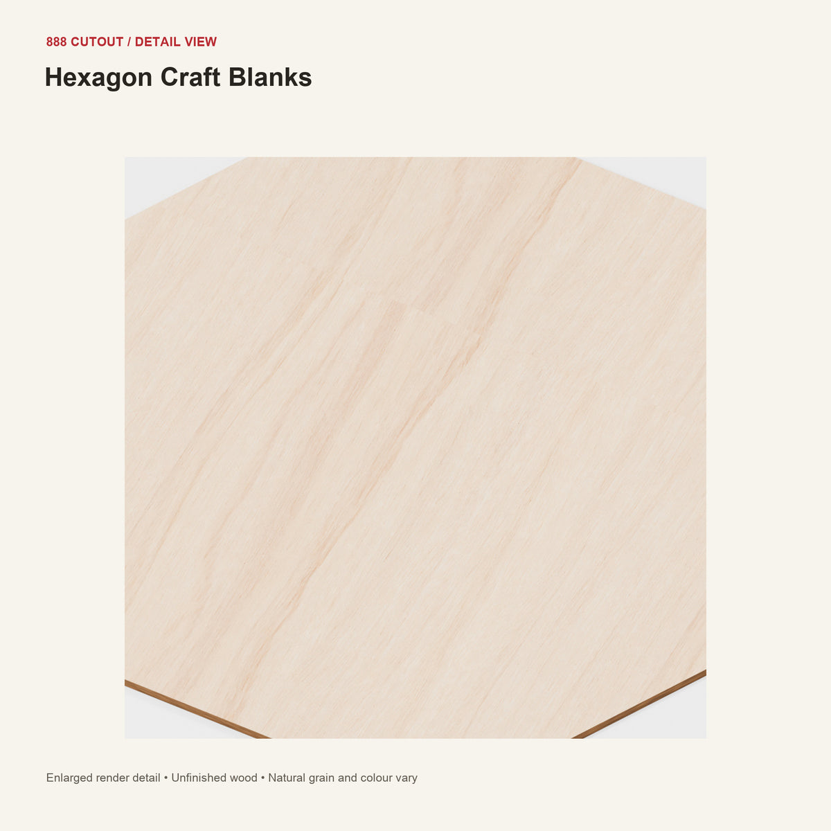 888 detail — Hexagon Craft Blanks — enlarged product visualisation