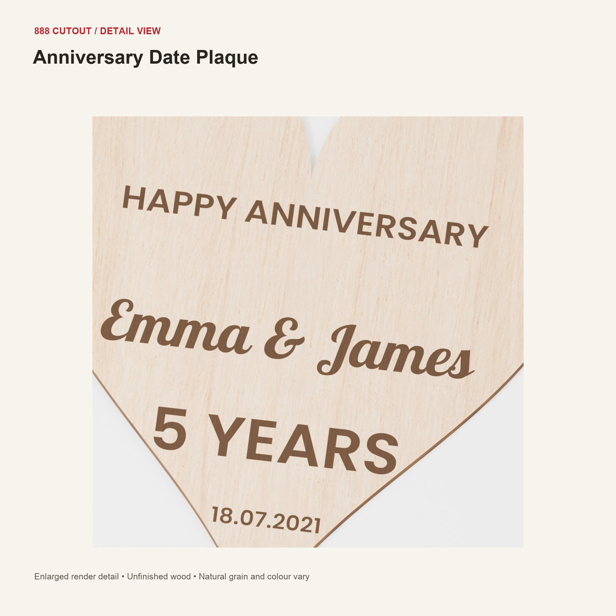 888 detail — Anniversary Date Plaque — enlarged product visualisation