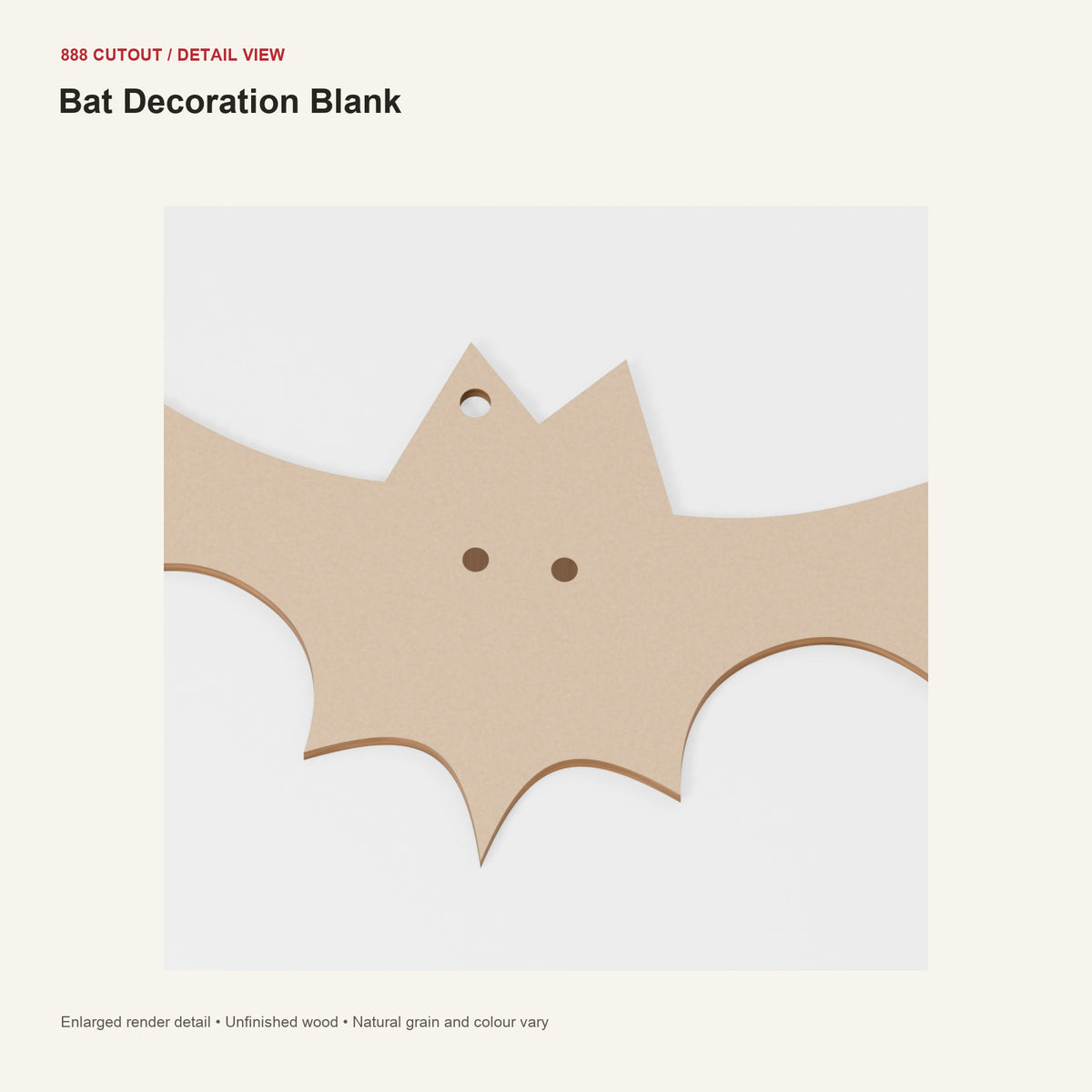 888 detail — Bat Decoration Blank — enlarged product visualisation