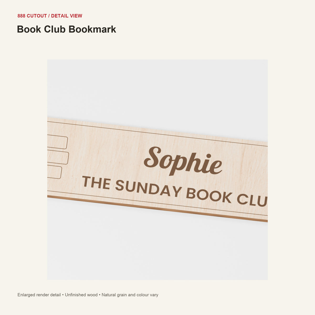 888 detail — Book Club Bookmark — enlarged product visualisation