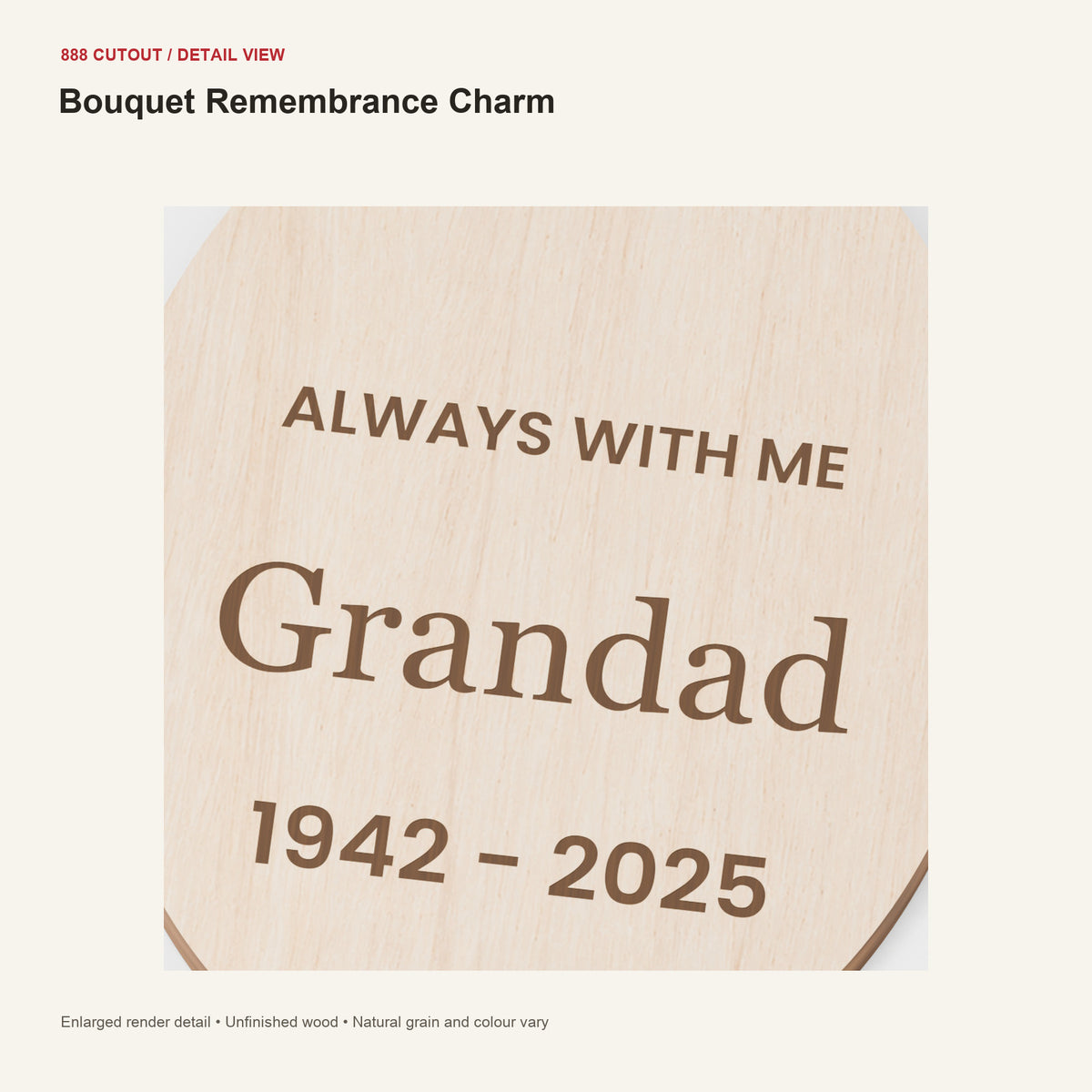 888 detail — Bouquet Remembrance Charm — enlarged product visualisation