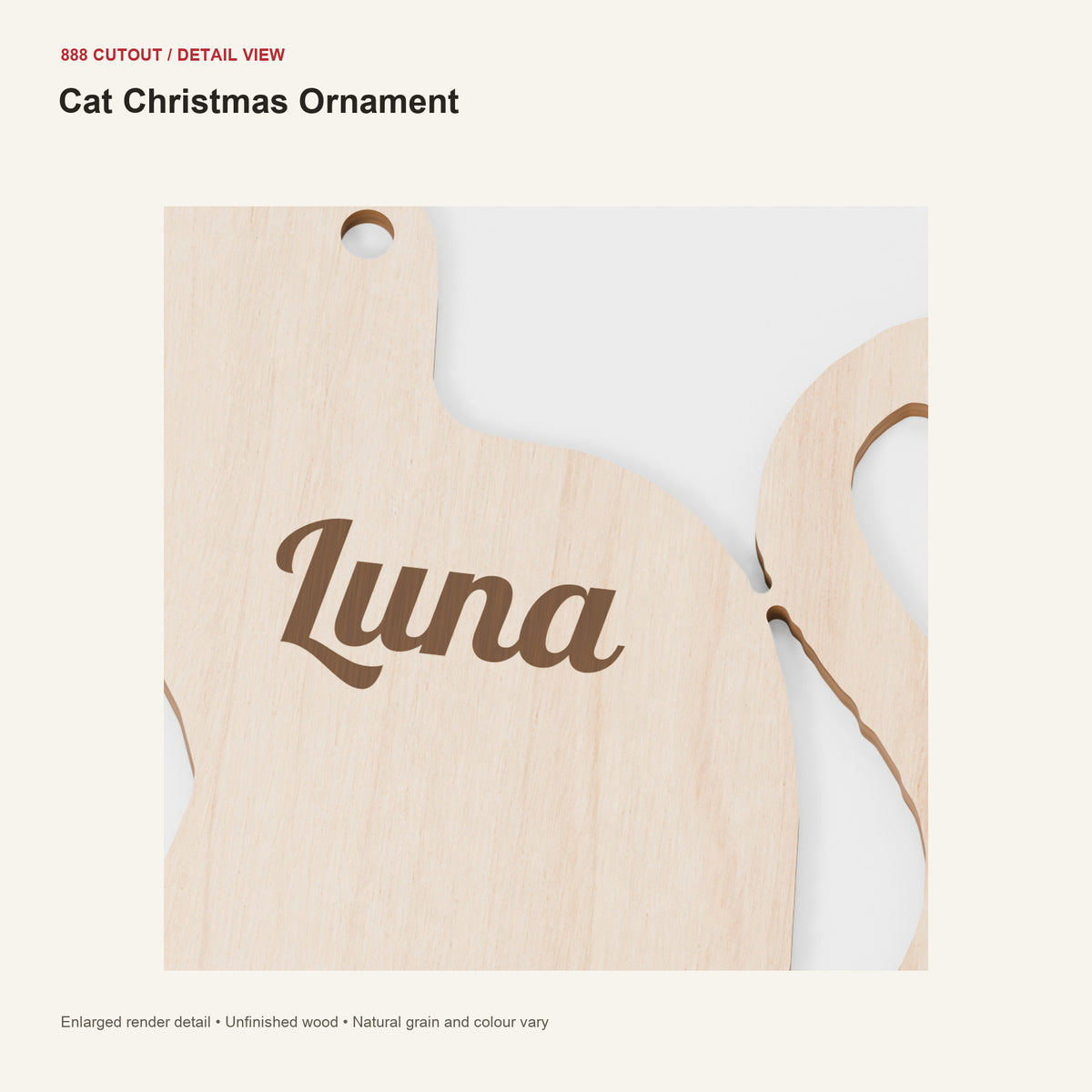 888 detail — Cat Christmas Ornament — enlarged product visualisation