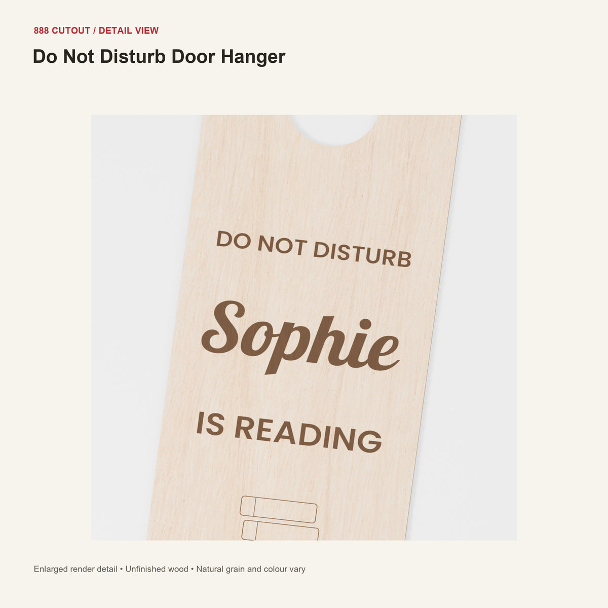 888 detail — Do Not Disturb Door Hanger — enlarged product visualisation