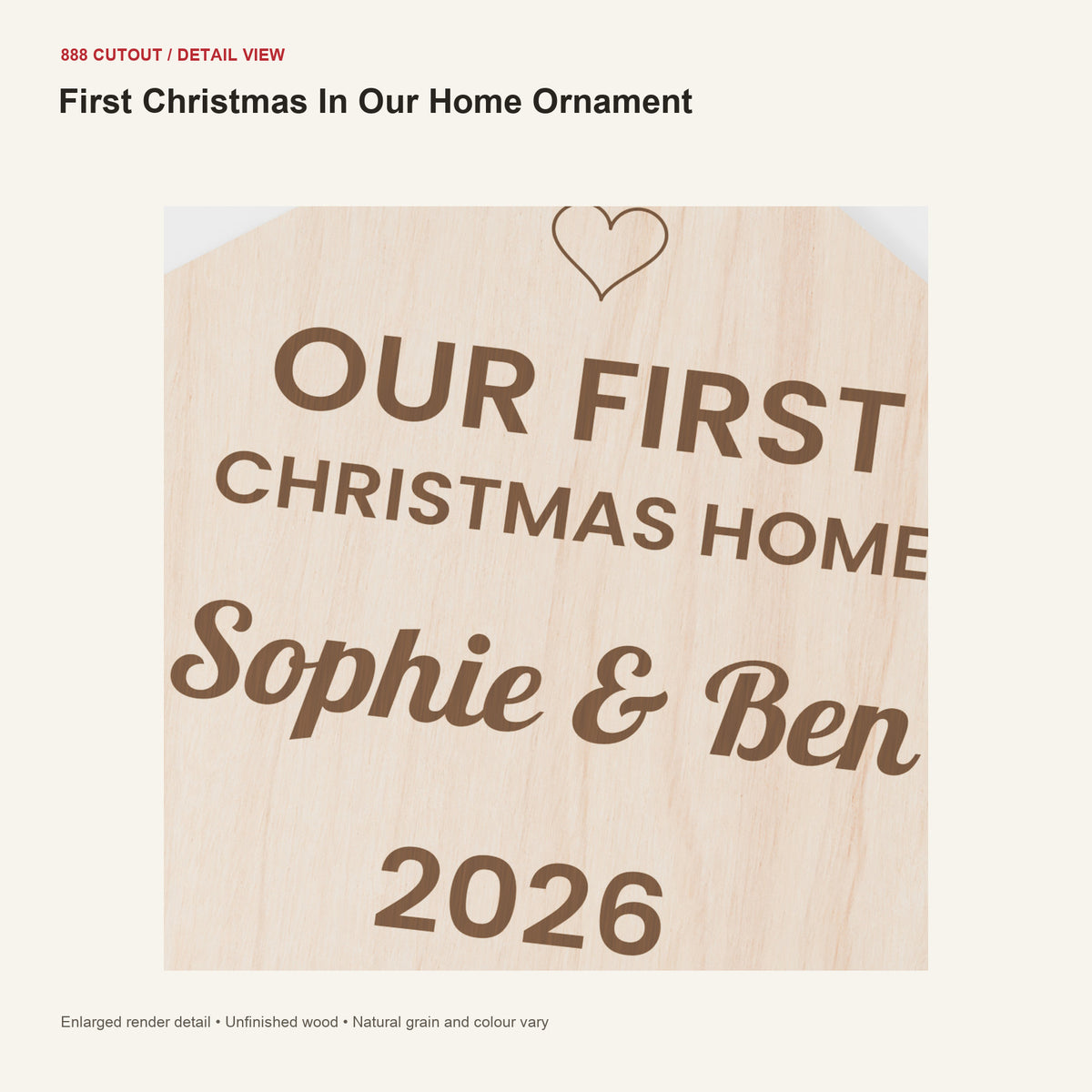 888 detail — First Christmas In Our Home Ornament — enlarged product visualisation