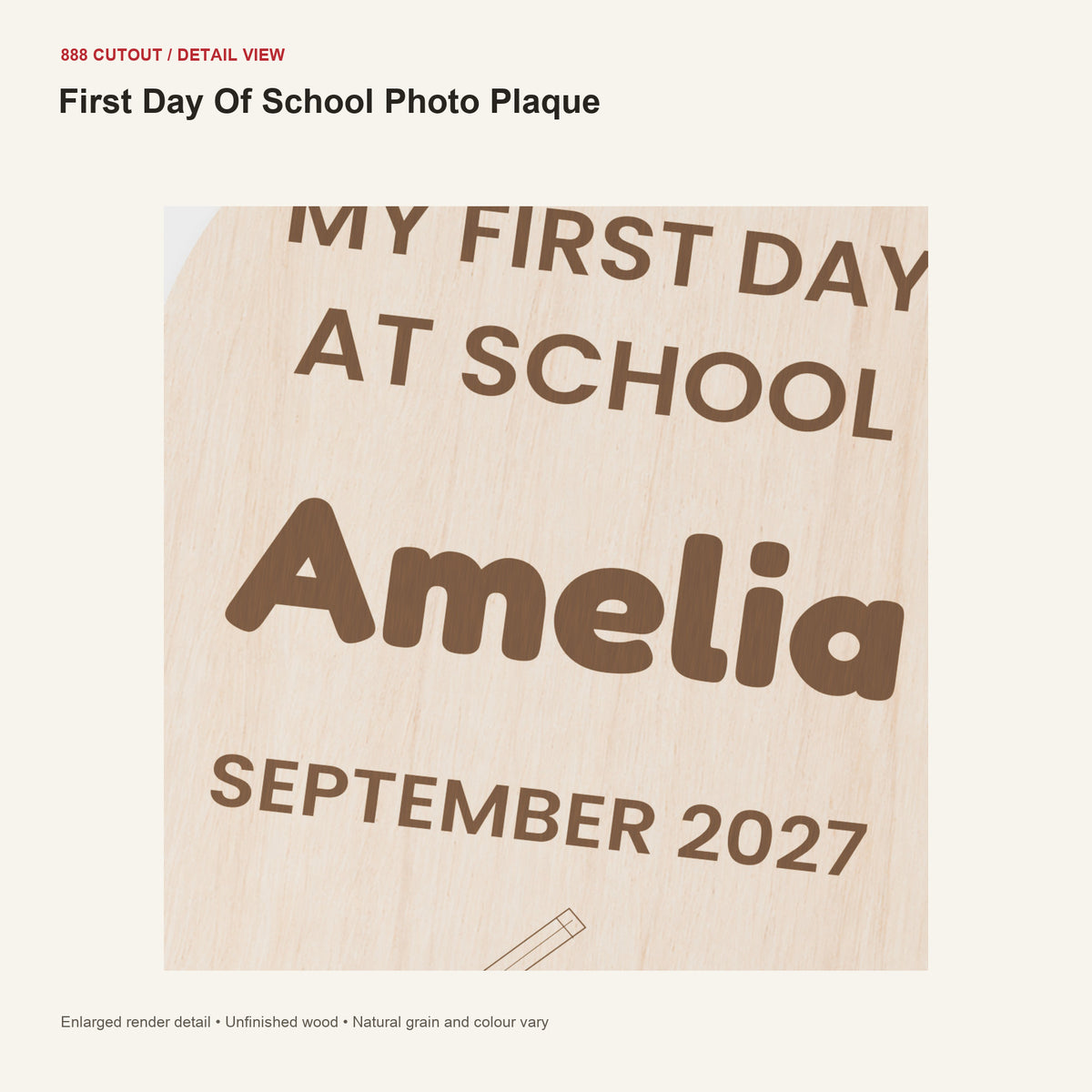 888 detail — First Day Of School Photo Plaque — enlarged product visualisation
