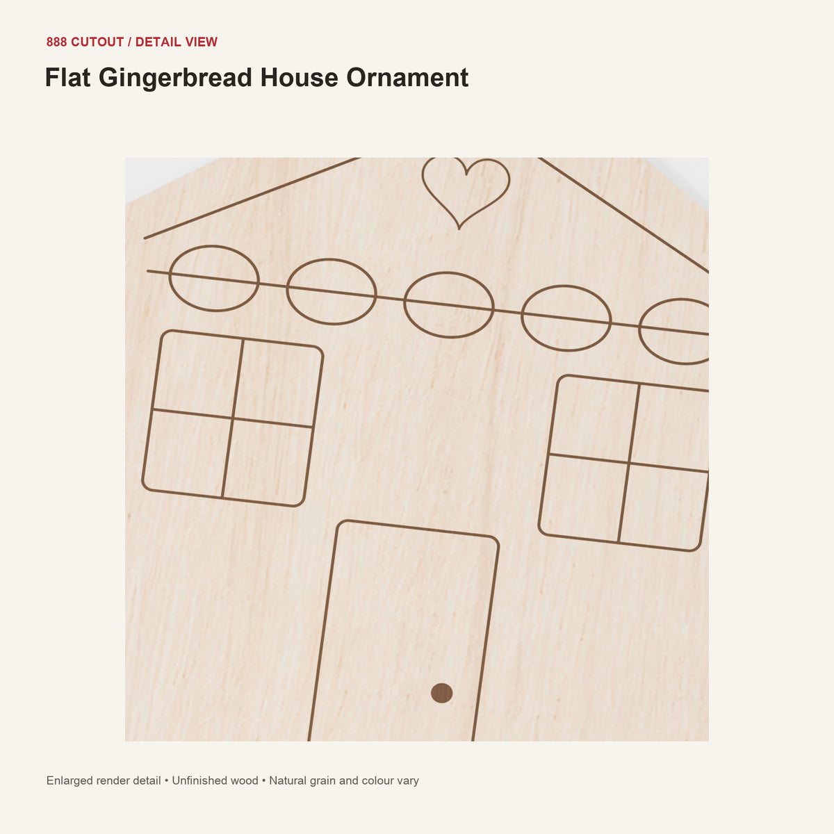 888 detail — Flat Gingerbread House Ornament — enlarged product visualisation