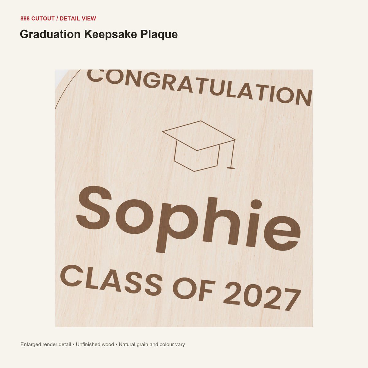 888 detail — Graduation Keepsake Plaque — enlarged product visualisation