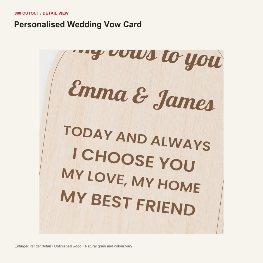 888 detail — Personalised Wedding Vow Card — enlarged product visualisation