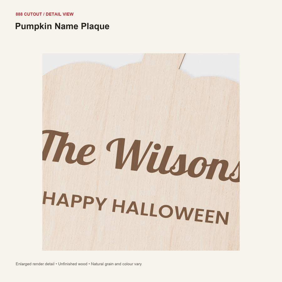888 detail — Pumpkin Name Plaque — enlarged product visualisation
